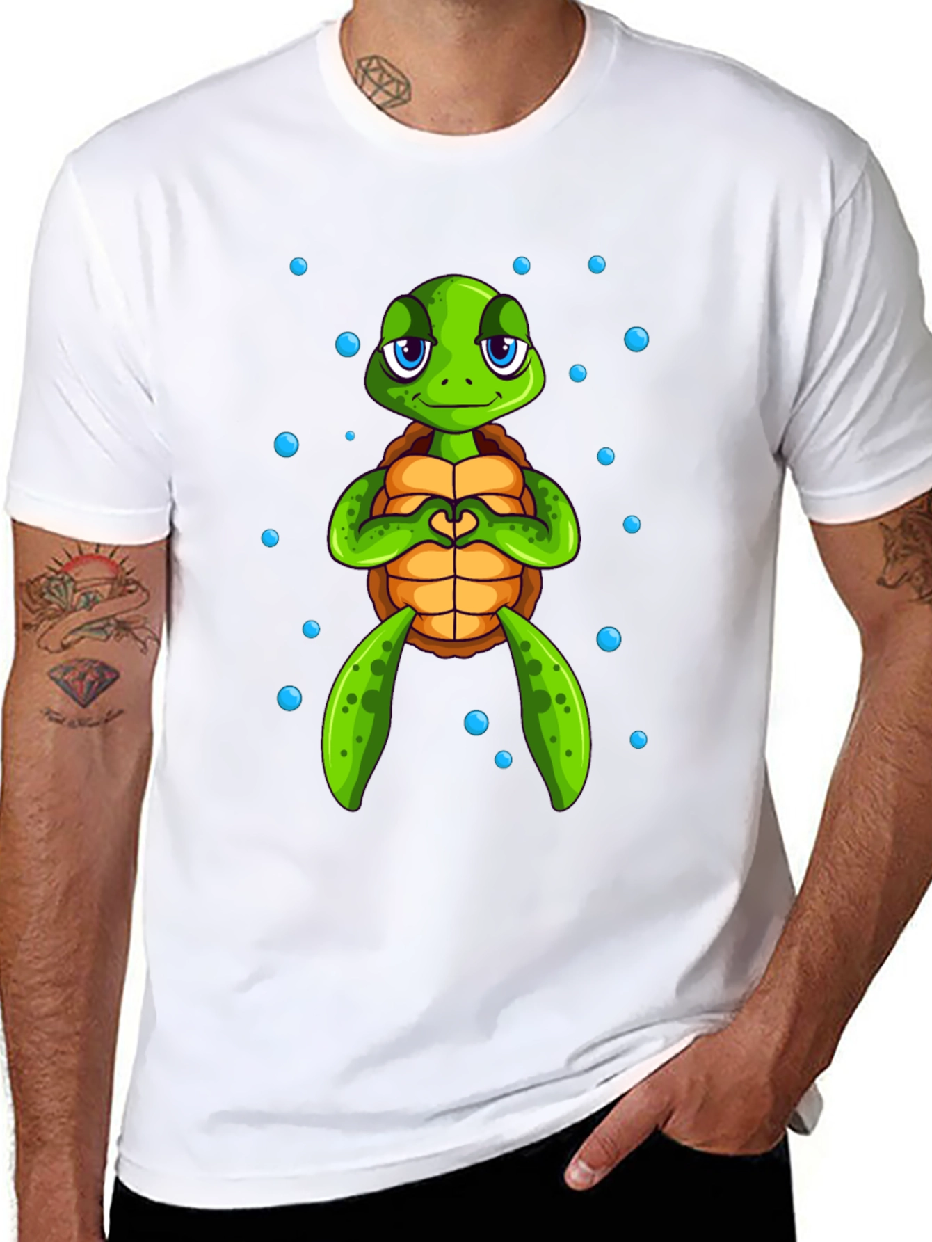 Cute Turtle Heart Hands Graphic Tee