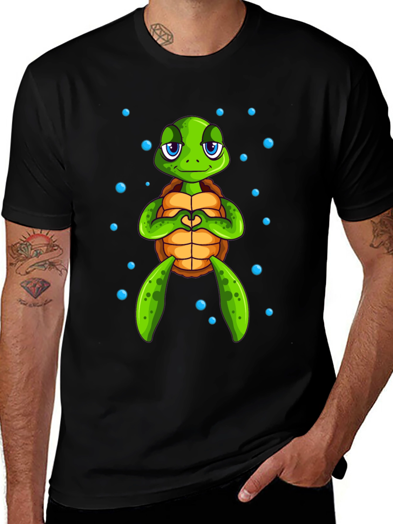 Cute Turtle Heart Hands Graphic Tee