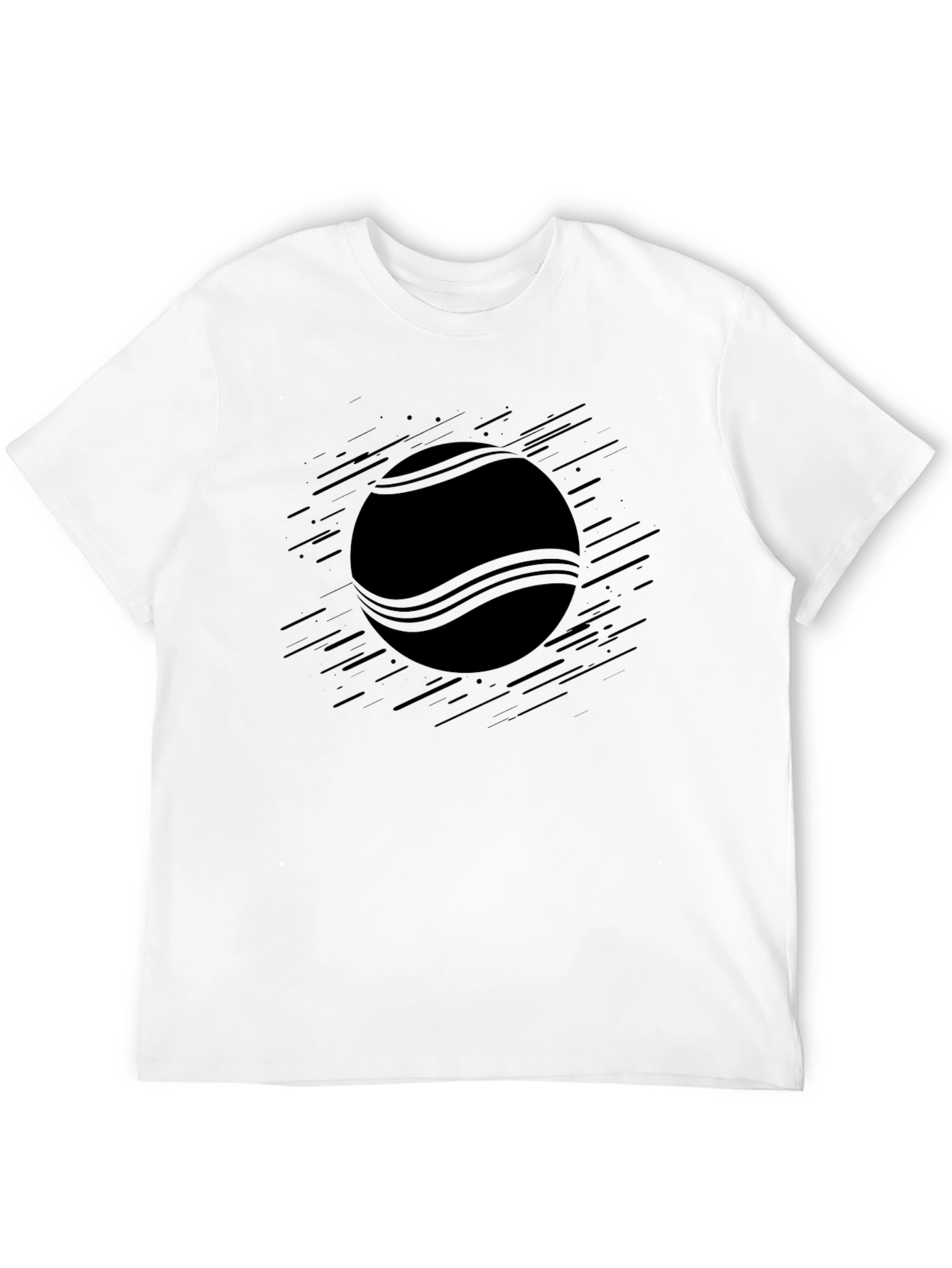 Mens Black Graphic Tee - Tennis Ball Design
