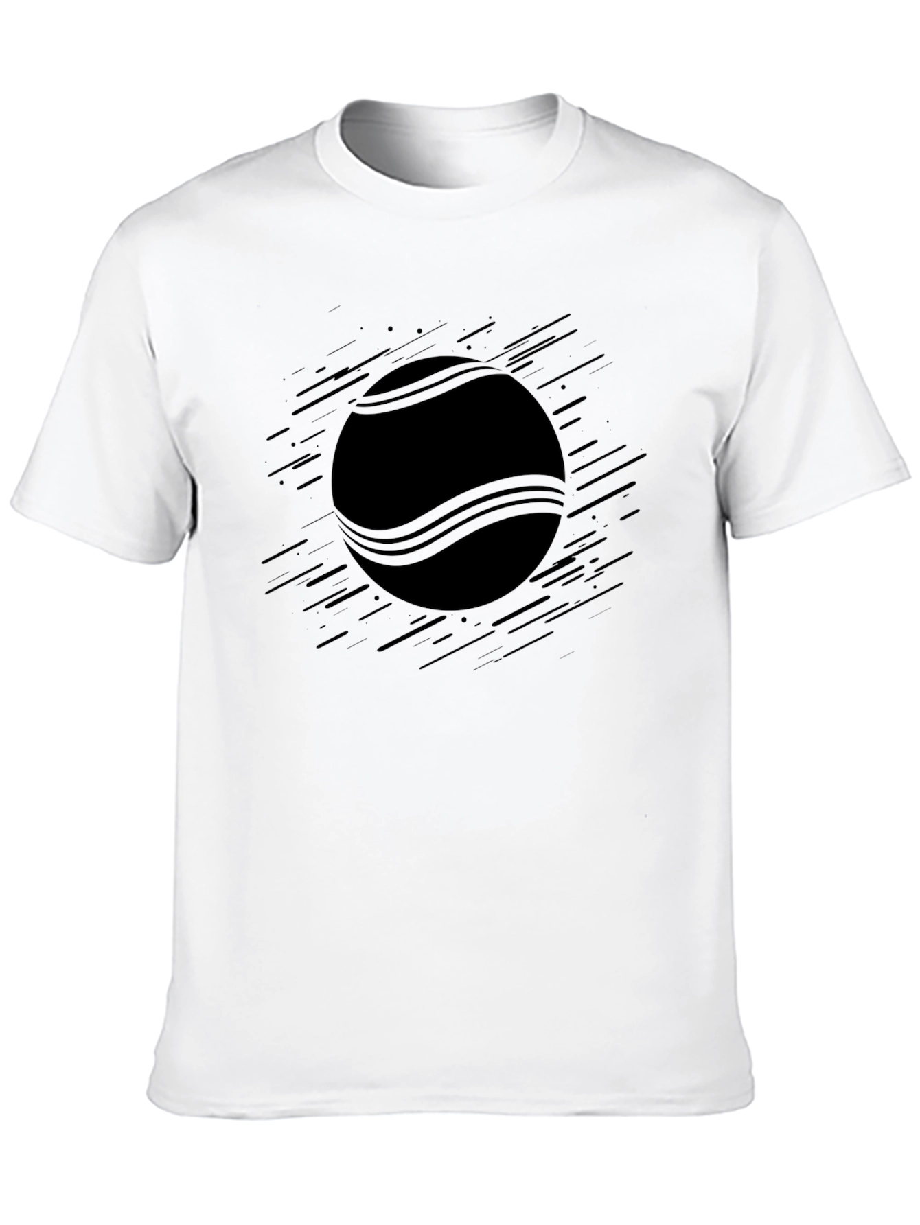 Mens Black Graphic Tee - Tennis Ball Design