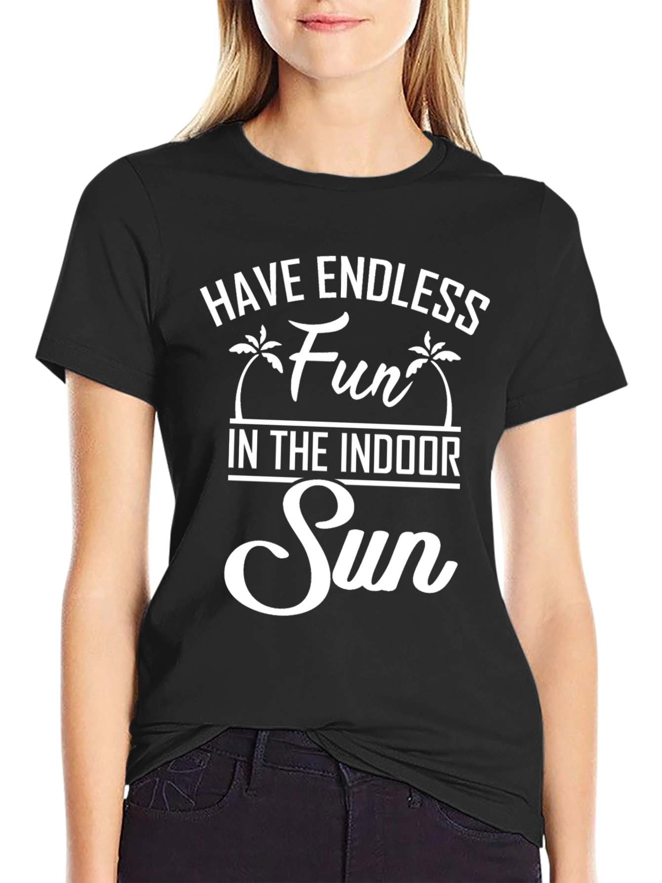 Endless Fun Indoor Sun Black Graphic T-Shirt