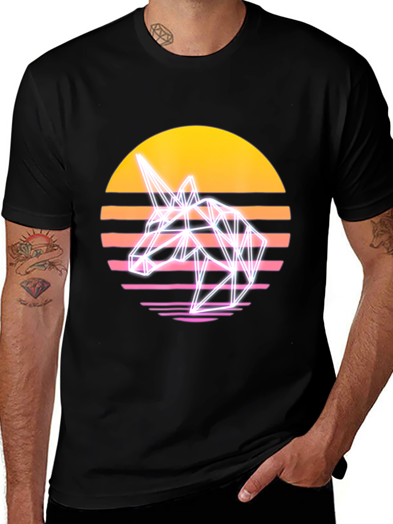 Retro Unicorn T-Shirt - Synthwave Style