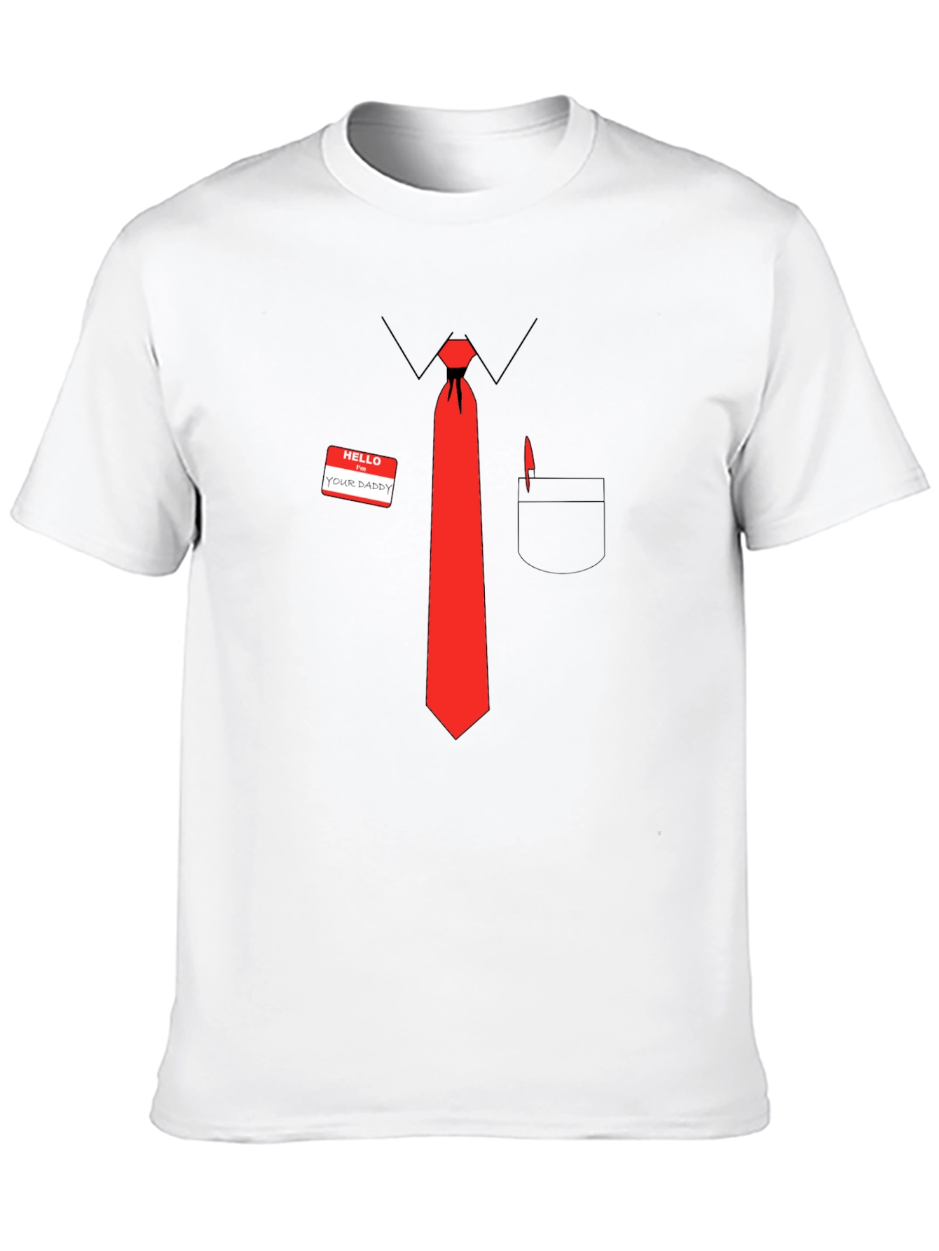 Funny Hello Your Daddy Red Tie Graphic T-Shirt