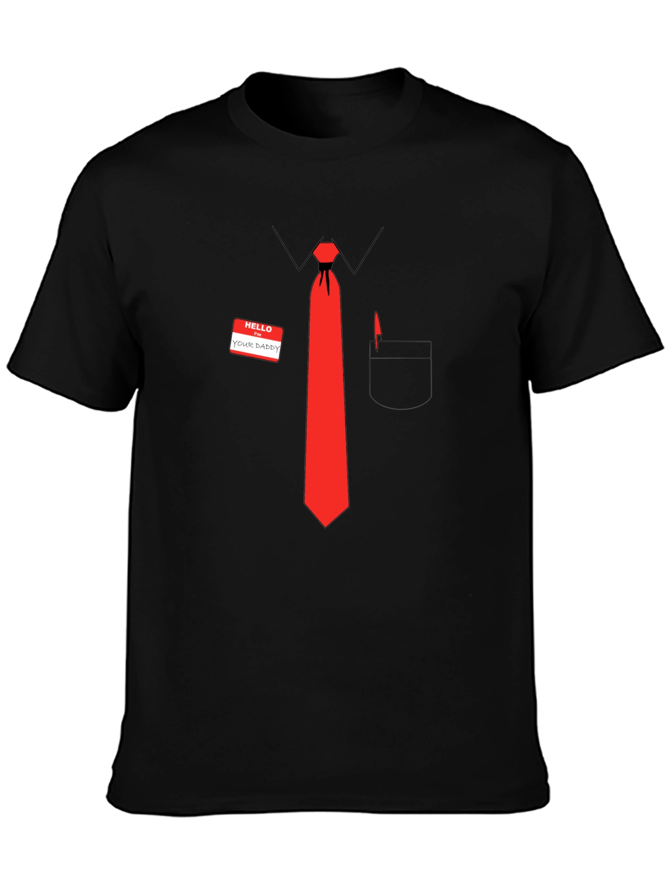 Funny Hello Your Daddy Red Tie Graphic T-Shirt