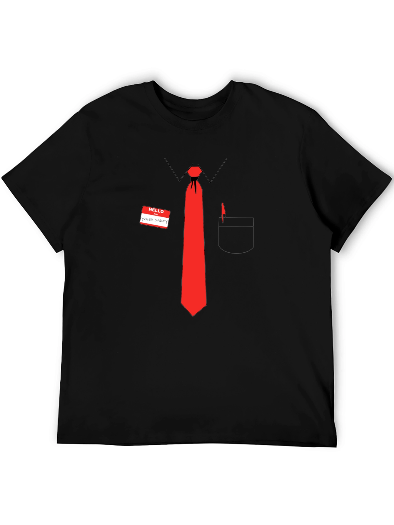 Funny Hello Your Daddy Red Tie Graphic T-Shirt
