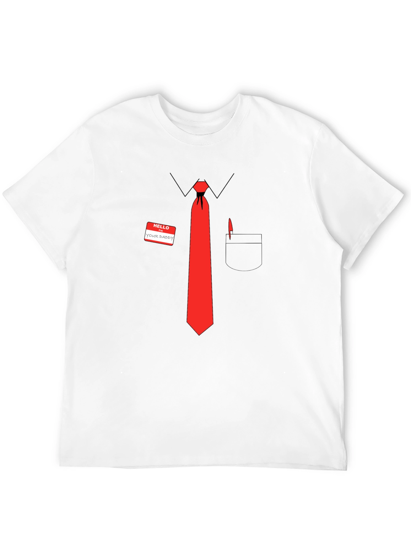 Funny Hello Your Daddy Red Tie Graphic T-Shirt