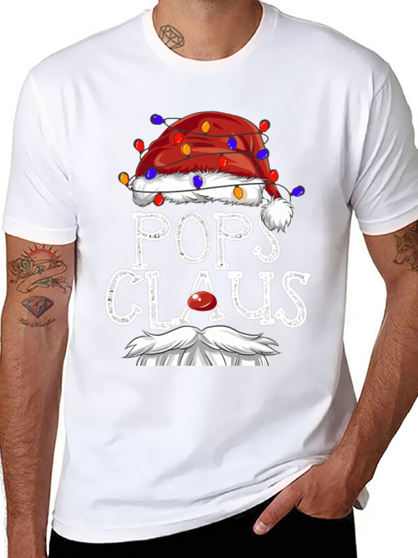 Pops Claus Christmas T-Shirt Festive Holiday Tee