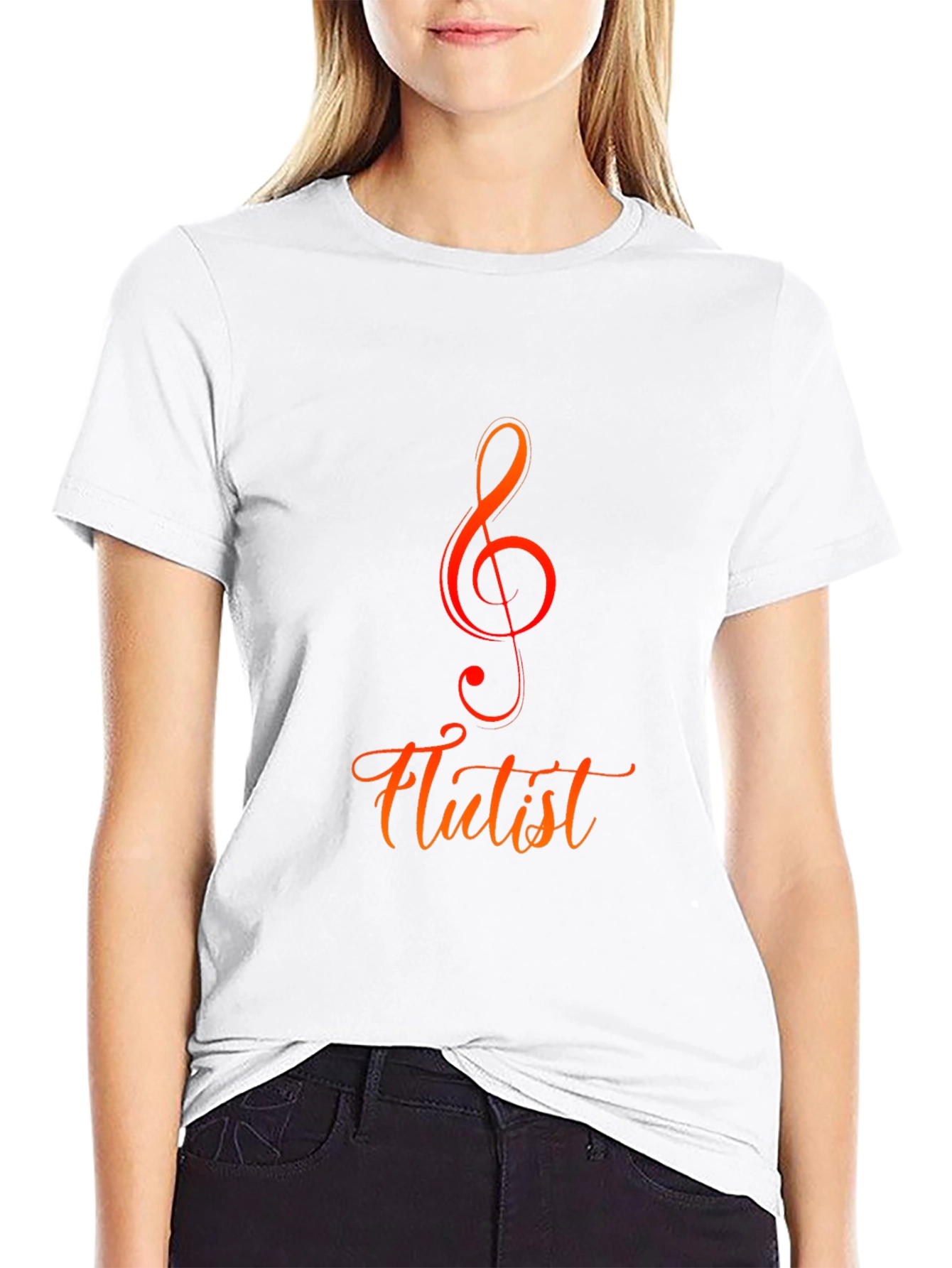 Flutist Music T-Shirt - Treble Clef Tee