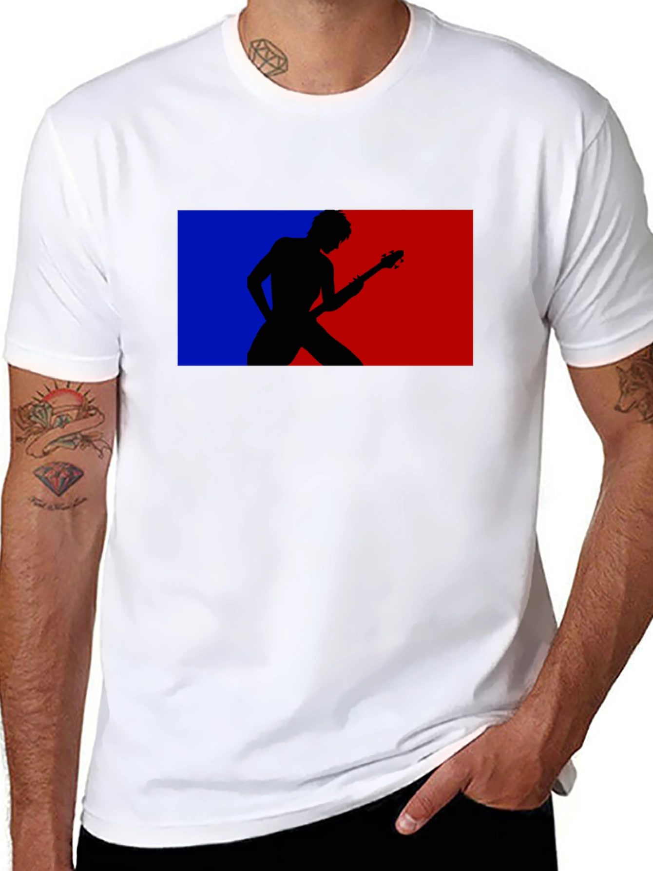 Retro Guitarist Tee - Black Graphic T-Shirt