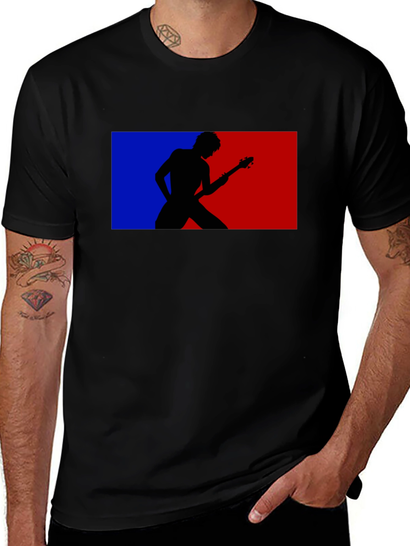 Retro Guitarist Tee - Black Graphic T-Shirt