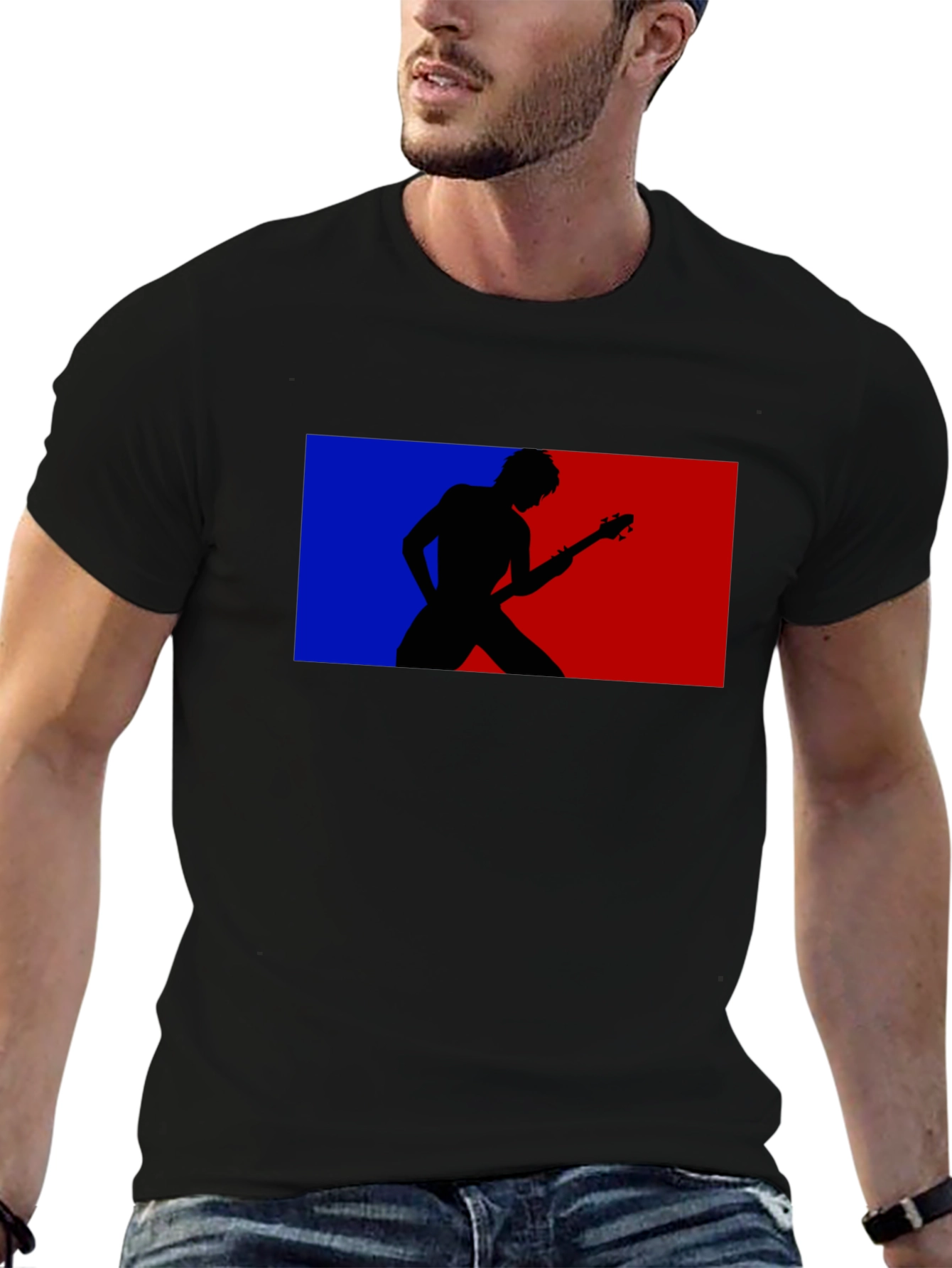 Retro Guitarist Tee - Black Graphic T-Shirt