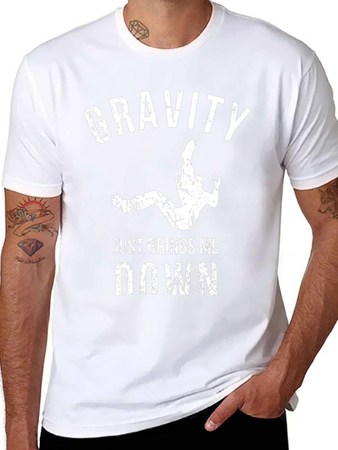 Gravity Brings Me Down Tee - Black Cotton