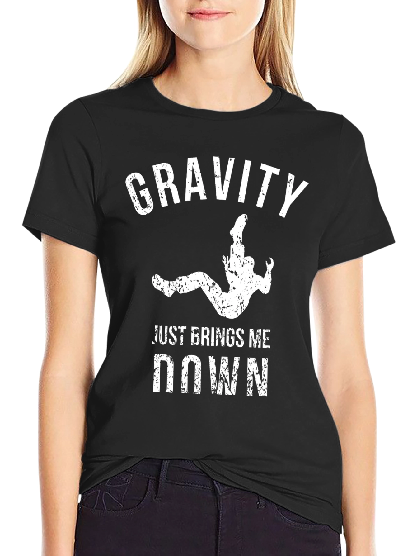 Gravity Brings Me Down Tee - Black Cotton