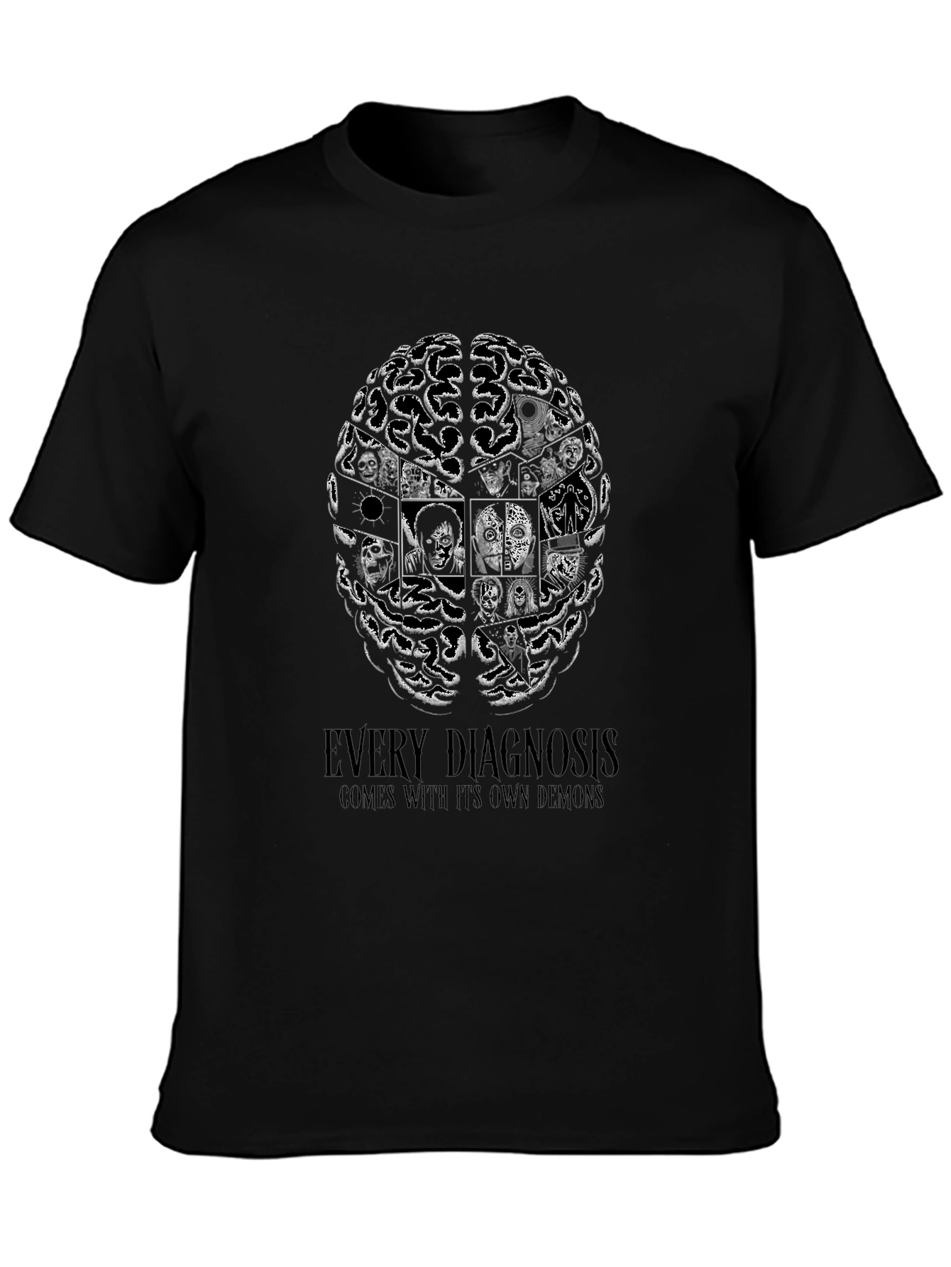 Every Diagnosis Demon Brain Black T-Shirt