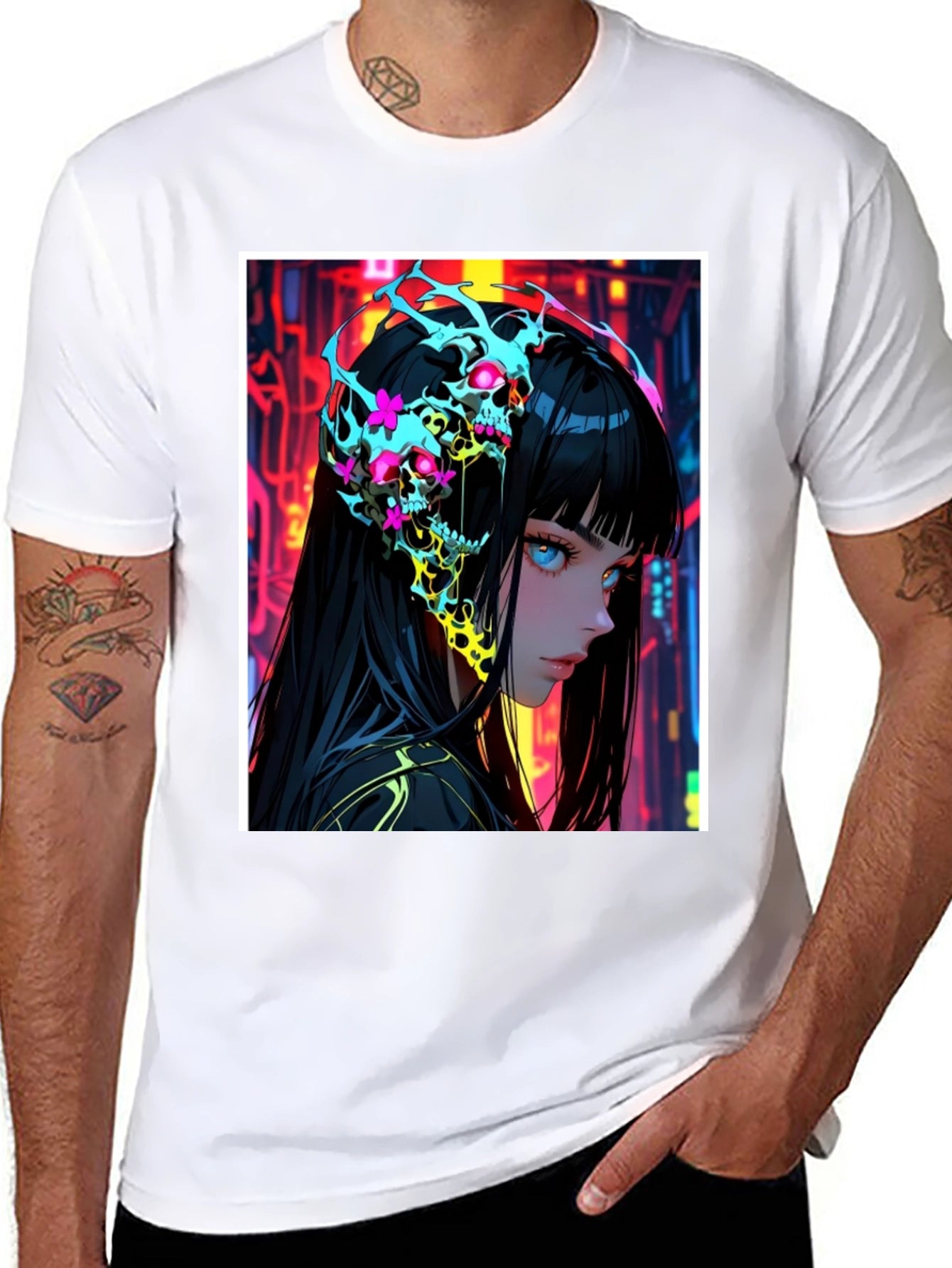 Anime Skull Graphic Black T-Shirt
