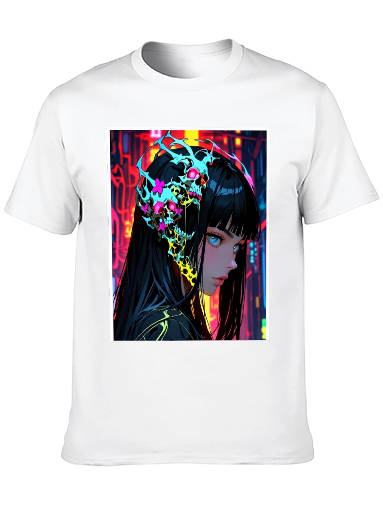 Anime Skull Graphic Black T-Shirt