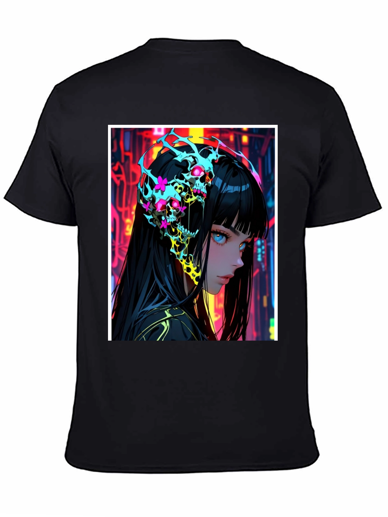 Anime Skull Graphic Black T-Shirt