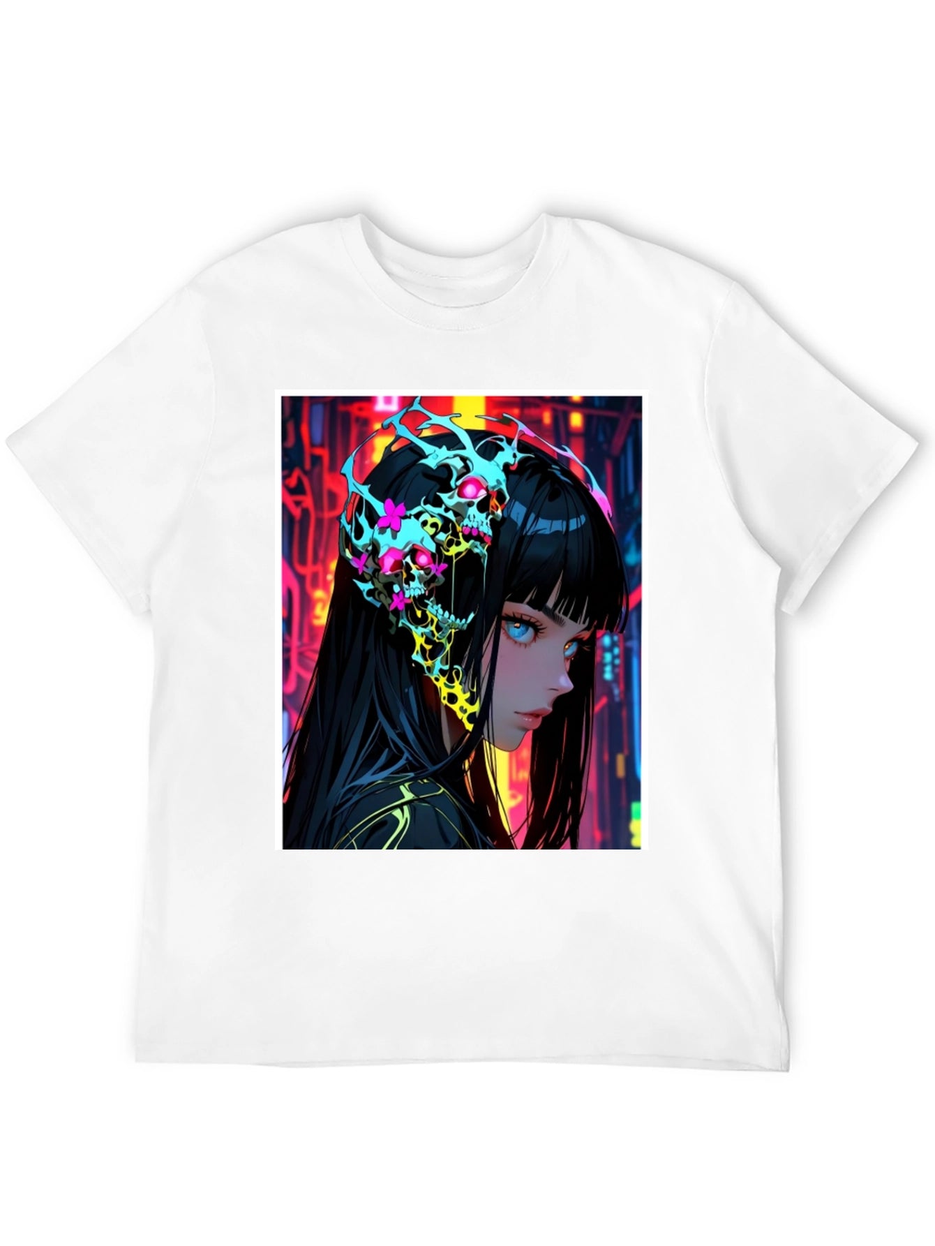 Anime Skull Graphic Black T-Shirt