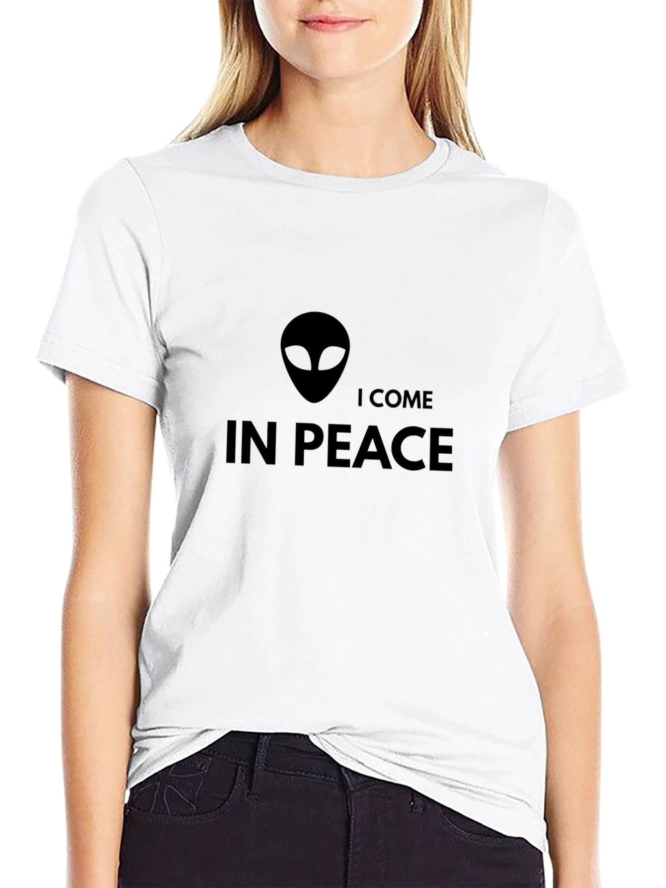 I Come In Peace Alien Graphic T-Shirt - Black