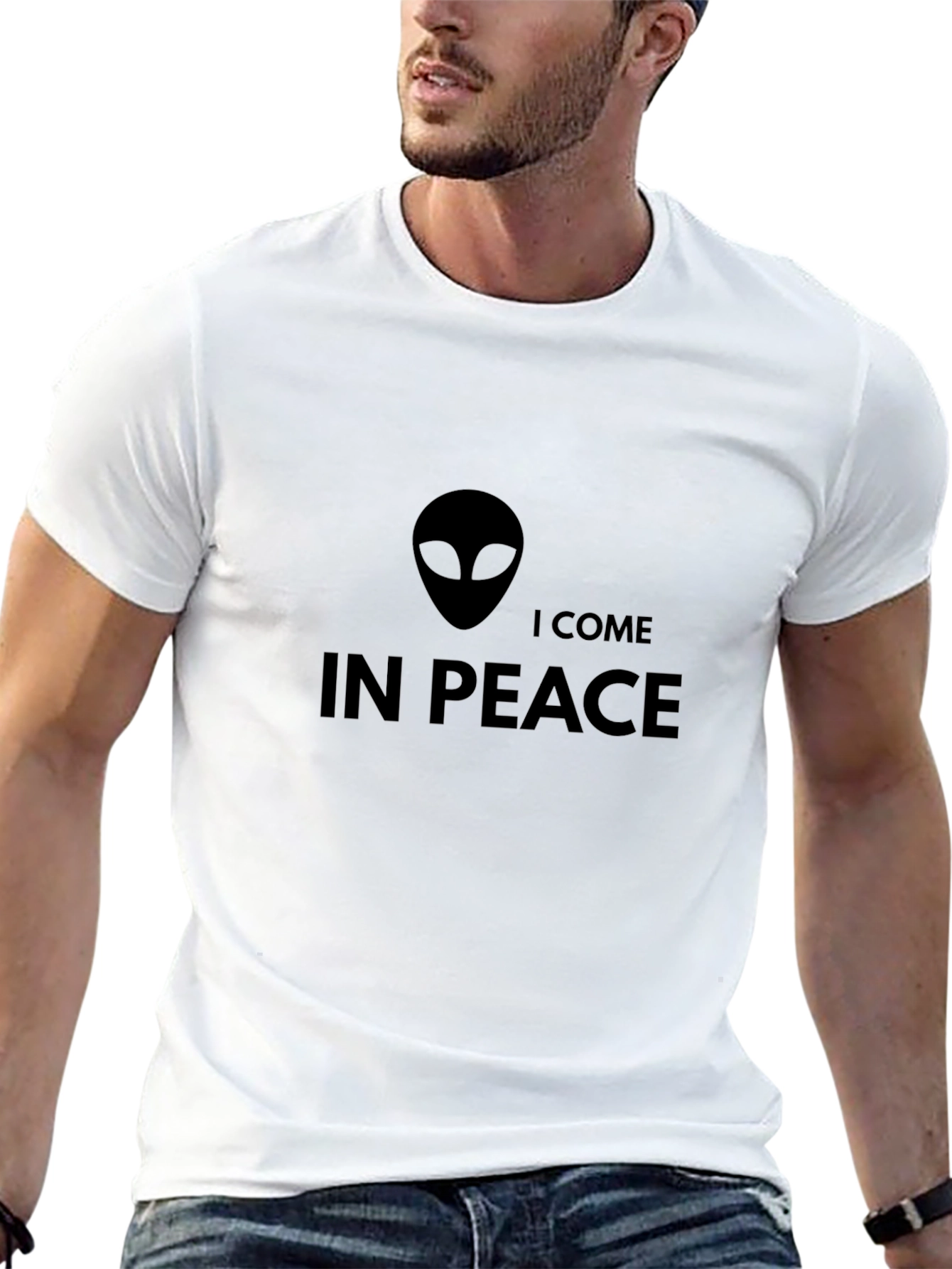 I Come In Peace Alien Graphic T-Shirt - Black