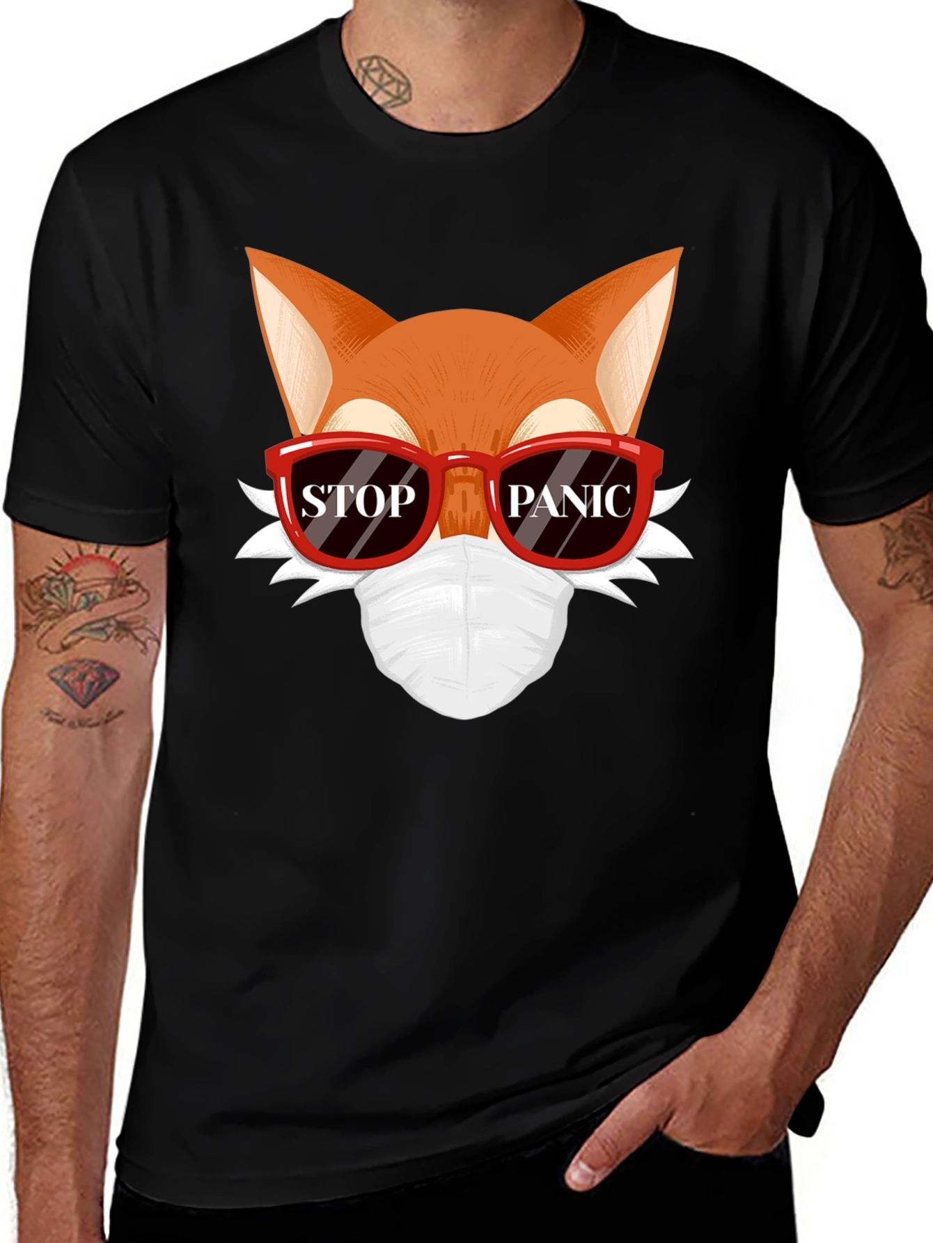 Stop Panic Fox Graphic Tee