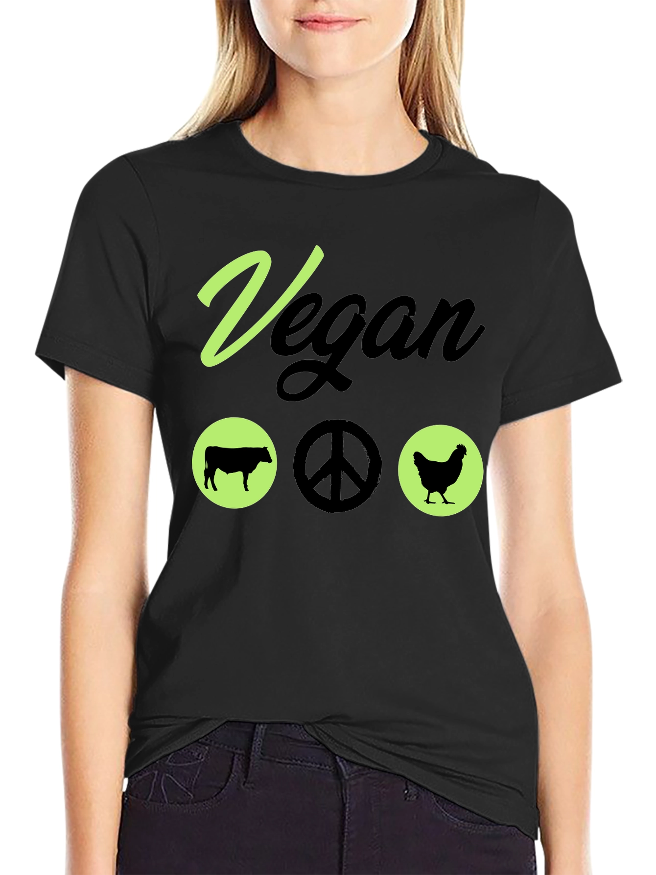 Vegan Peace T-Shirt Animal Lover Vegetarian Tee