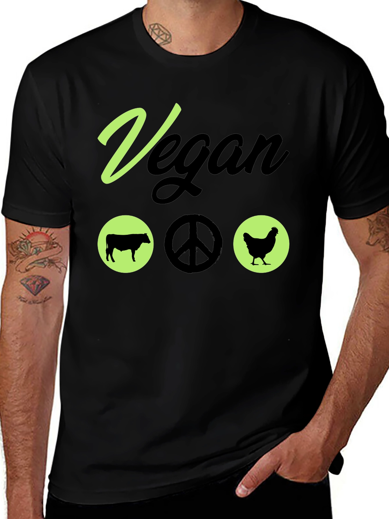 Vegan Peace T-Shirt Animal Lover Vegetarian Tee