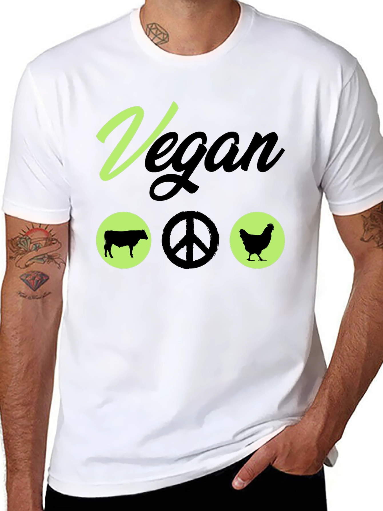 Vegan Peace T-Shirt Animal Lover Vegetarian Tee