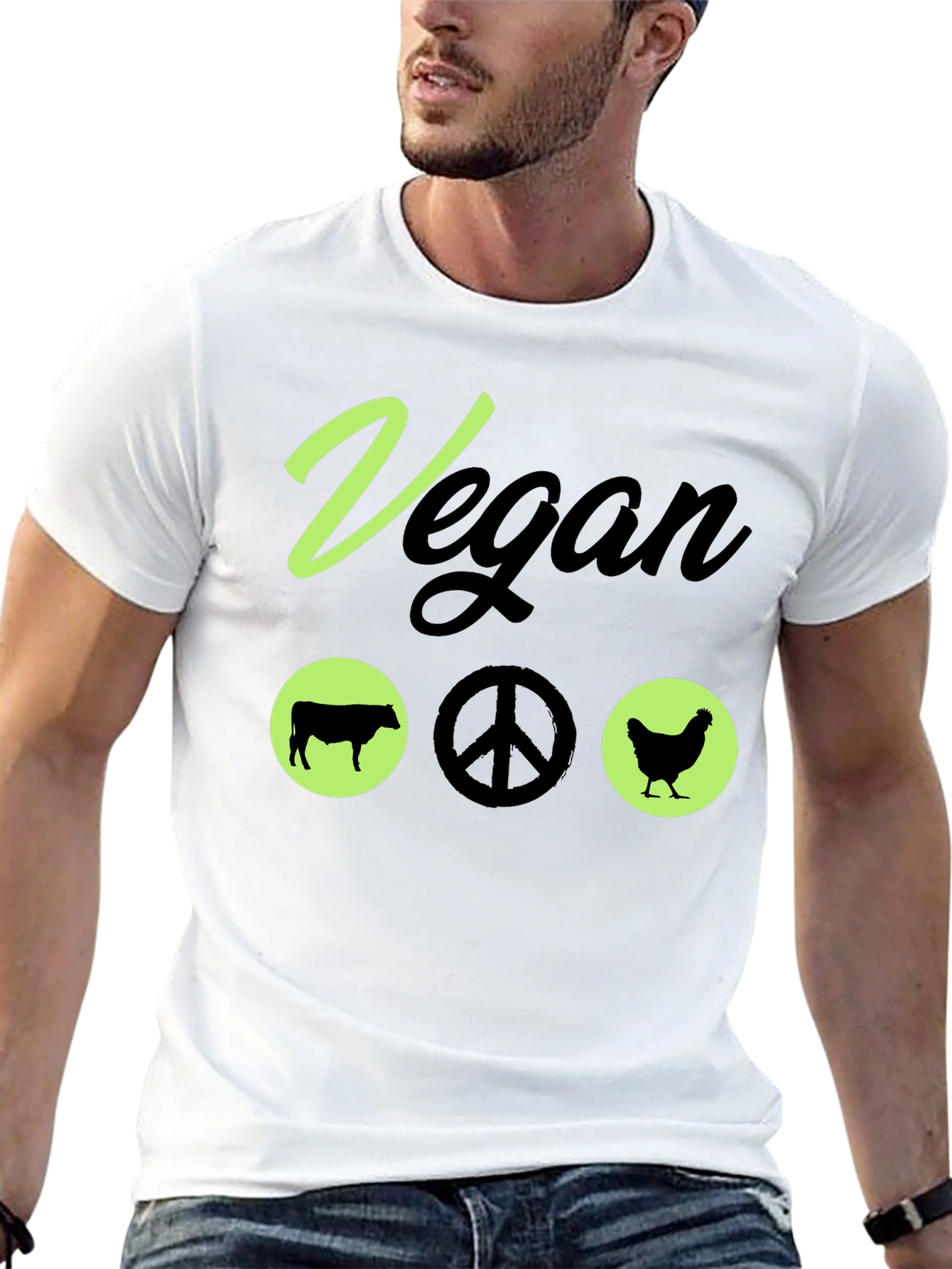Vegan Peace T-Shirt Animal Lover Vegetarian Tee
