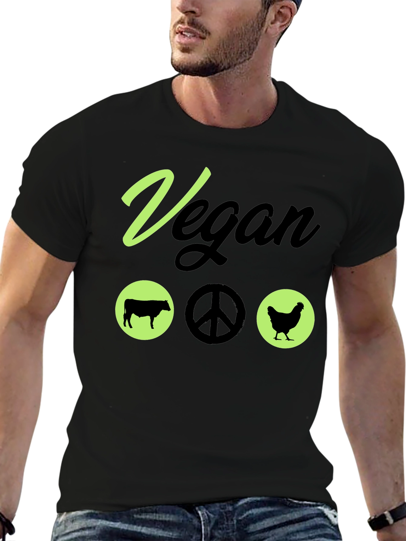 Vegan Peace T-Shirt Animal Lover Vegetarian Tee