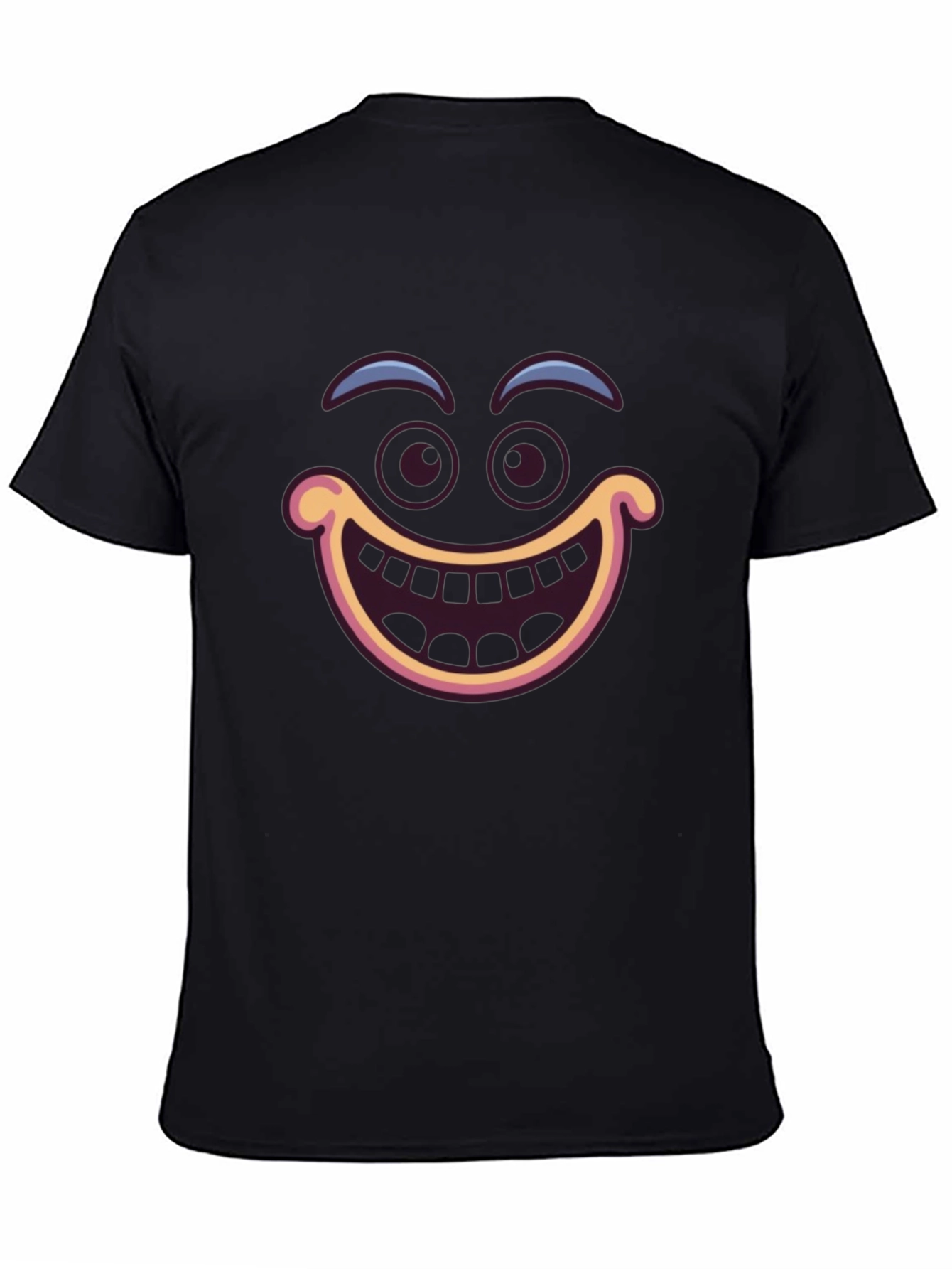 Funny Cartoon Face Black T-Shirt