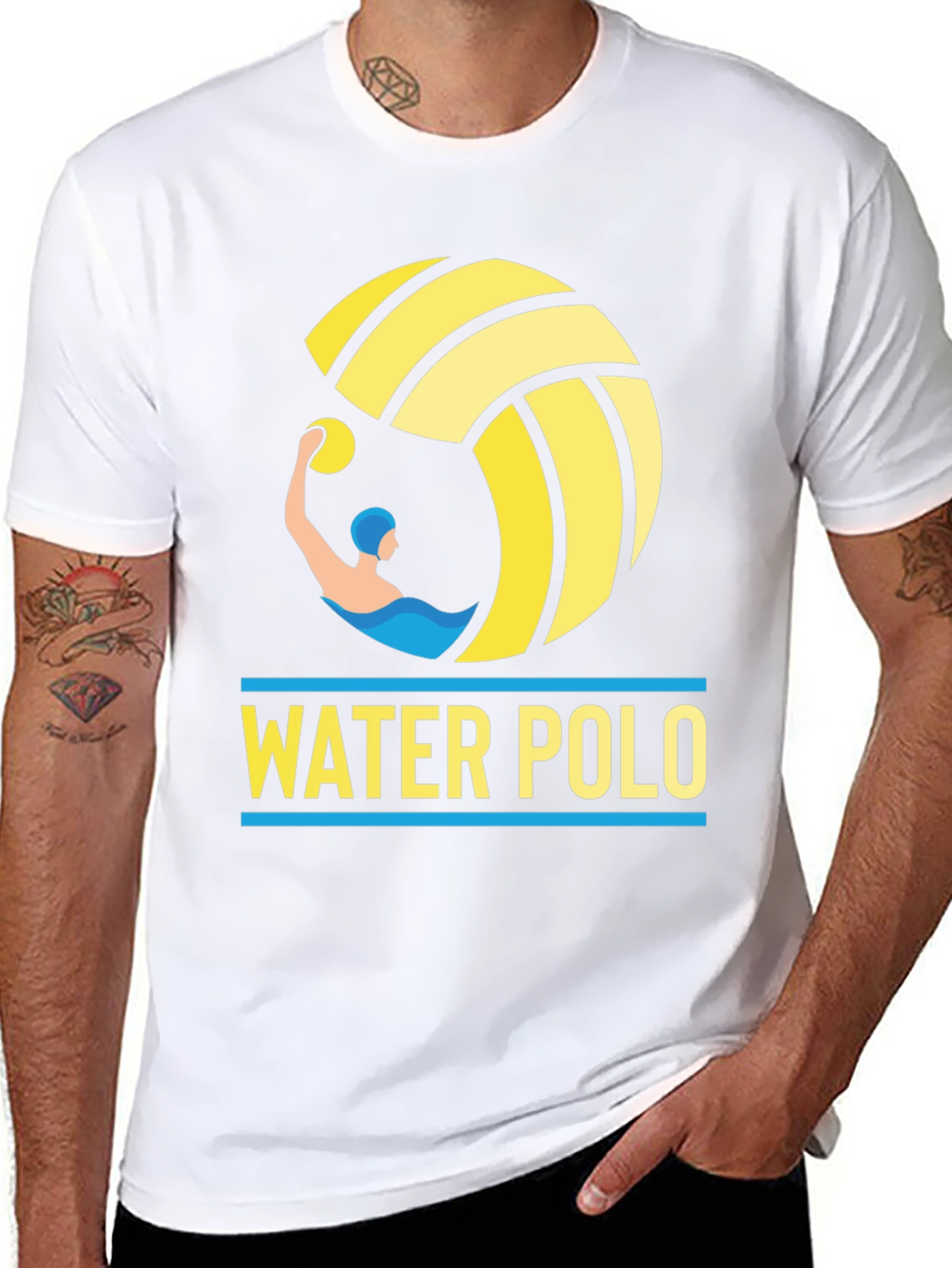 Water Polo Graphic Tee - Black Cotton T-Shirt