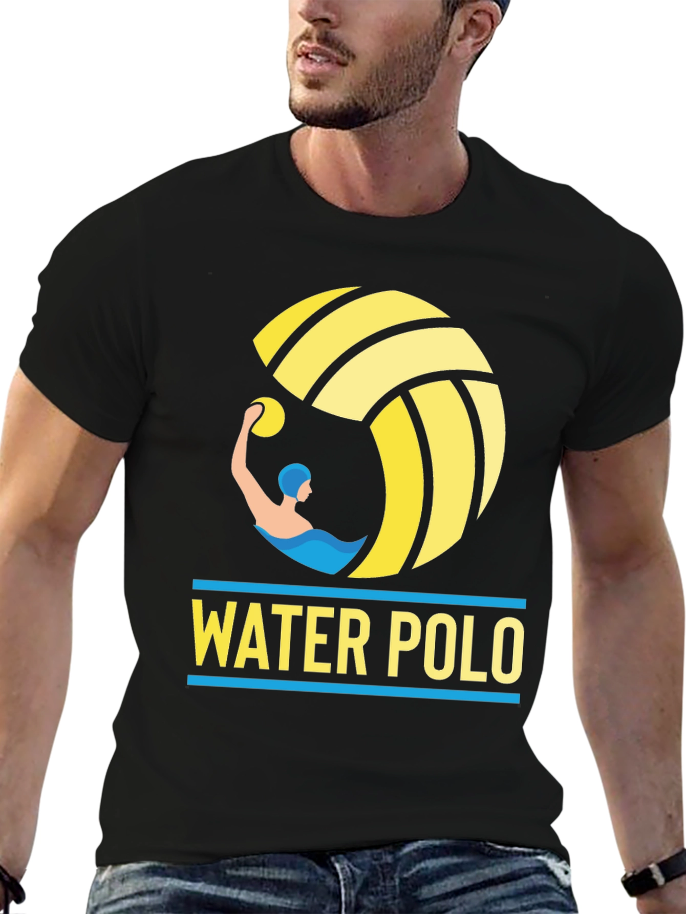 Water Polo Graphic Tee - Black Cotton T-Shirt