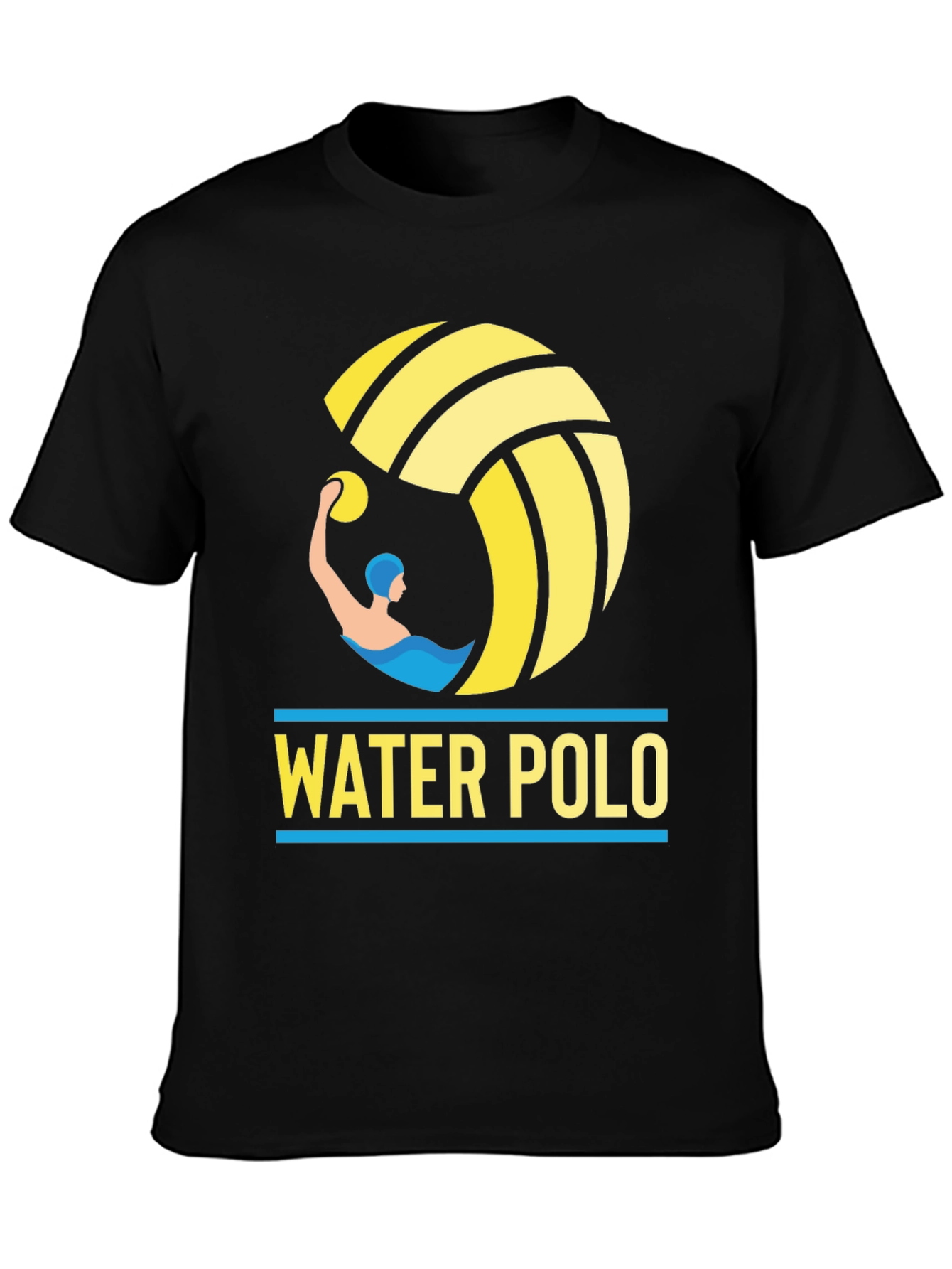 Water Polo Graphic Tee - Black Cotton T-Shirt