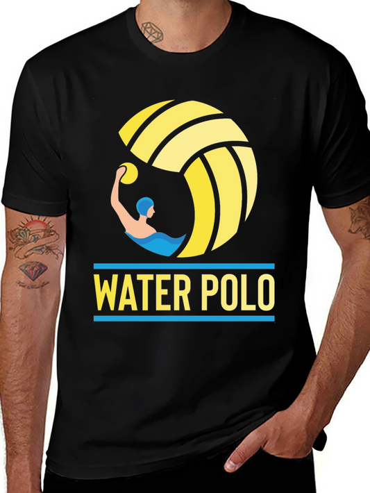 Water Polo Graphic Tee - Black Cotton T-Shirt