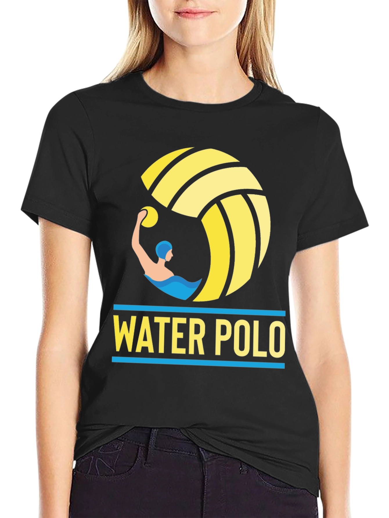 Water Polo Graphic Tee - Black Cotton T-Shirt