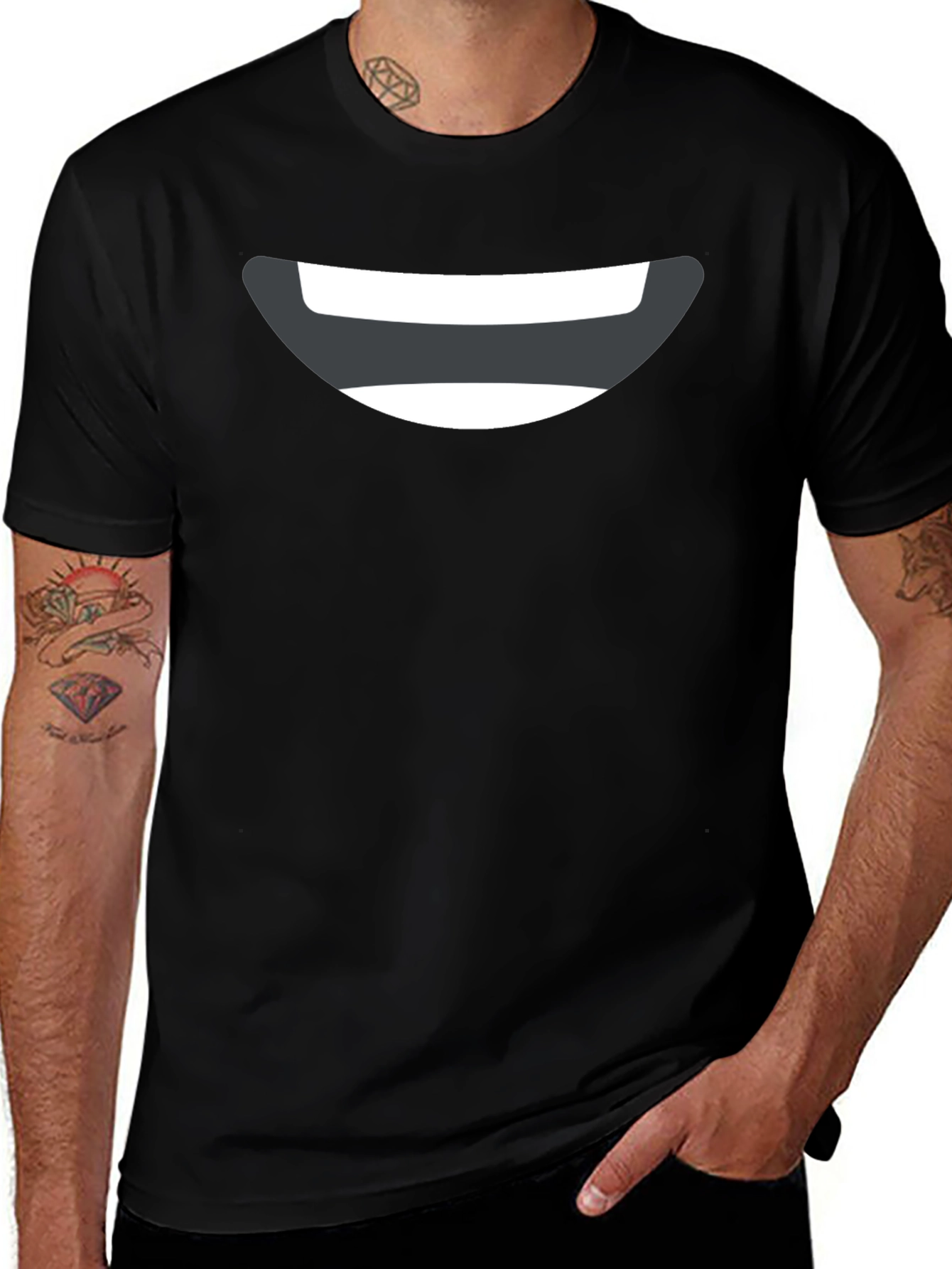 Smiley Face Graphic Tee - Black Cotton Comfort
