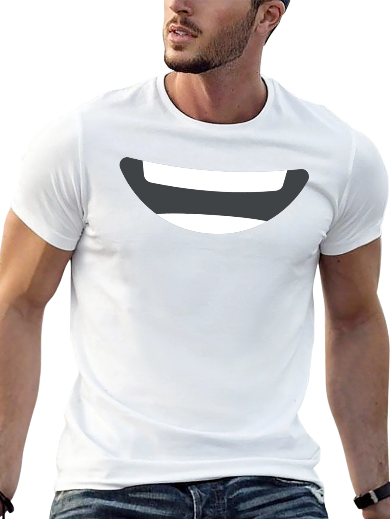 Smiley Face Graphic Tee - Black Cotton Comfort