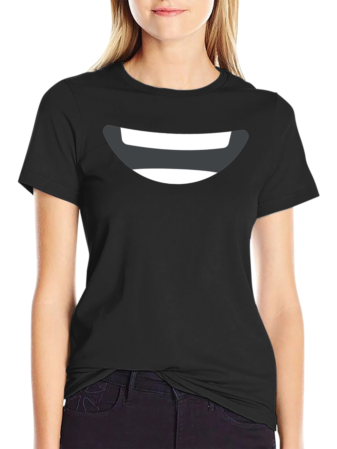 Smiley Face Graphic Tee - Black Cotton Comfort