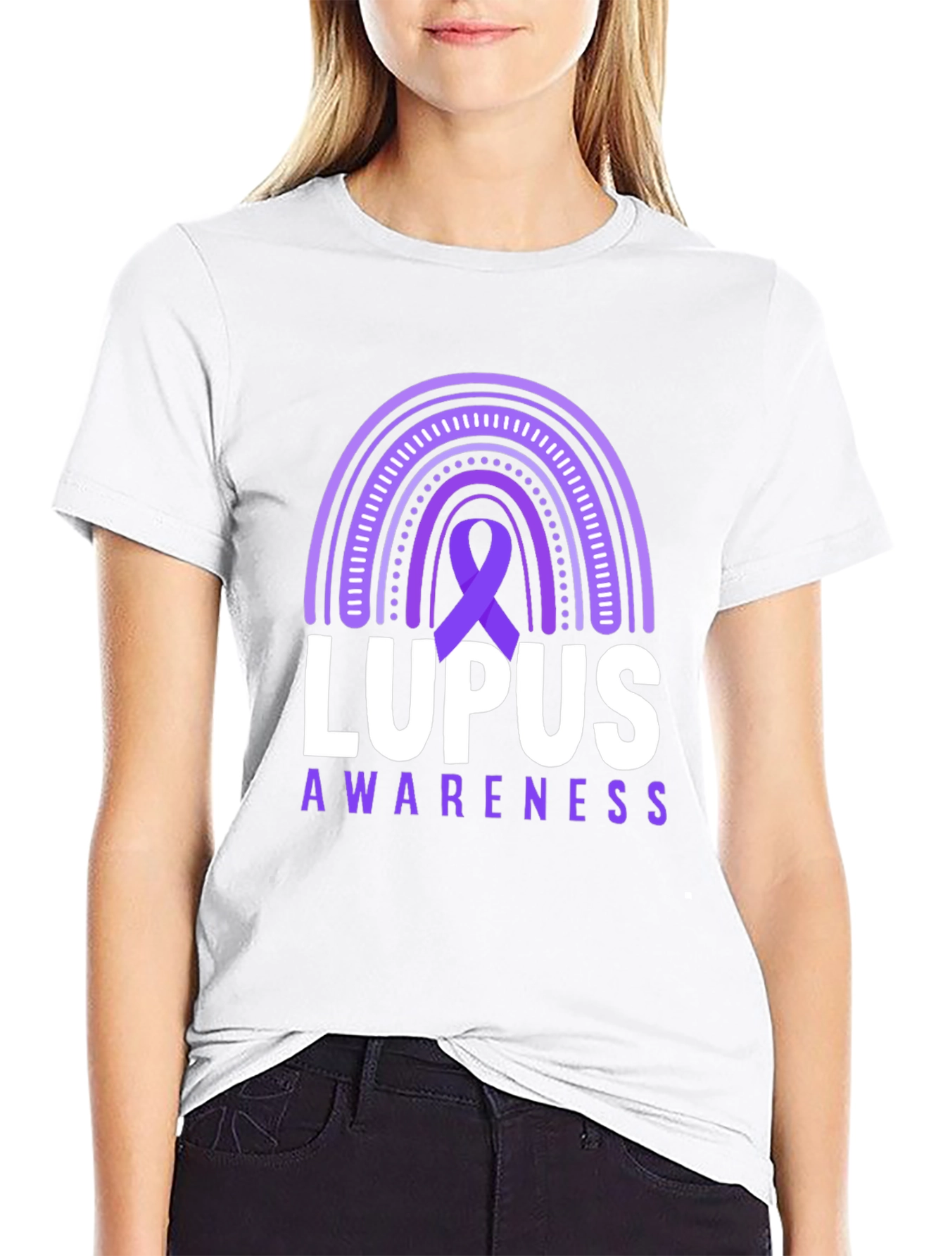Lupus Awareness T-Shirt Purple Ribbon Rainbow Support