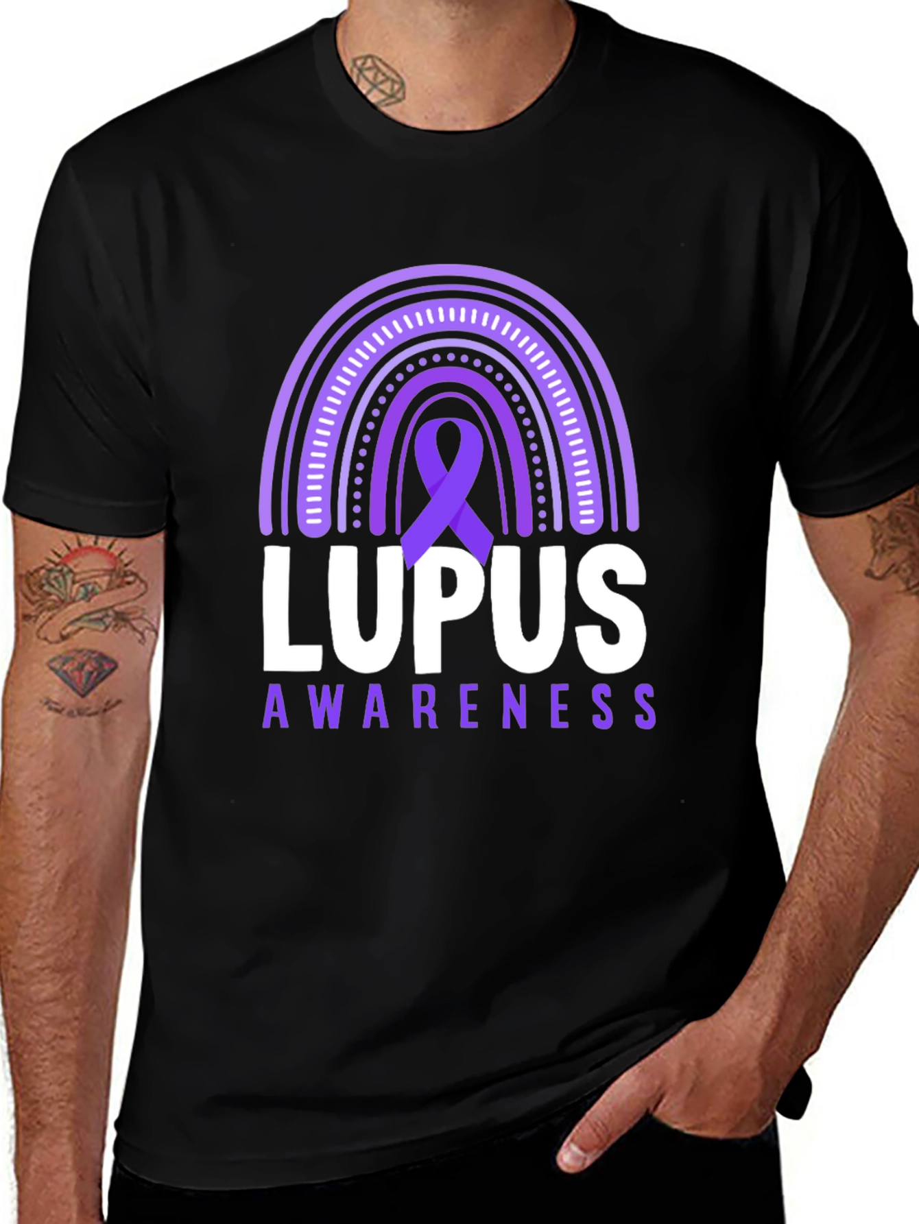 Lupus Awareness T-Shirt Purple Ribbon Rainbow Support