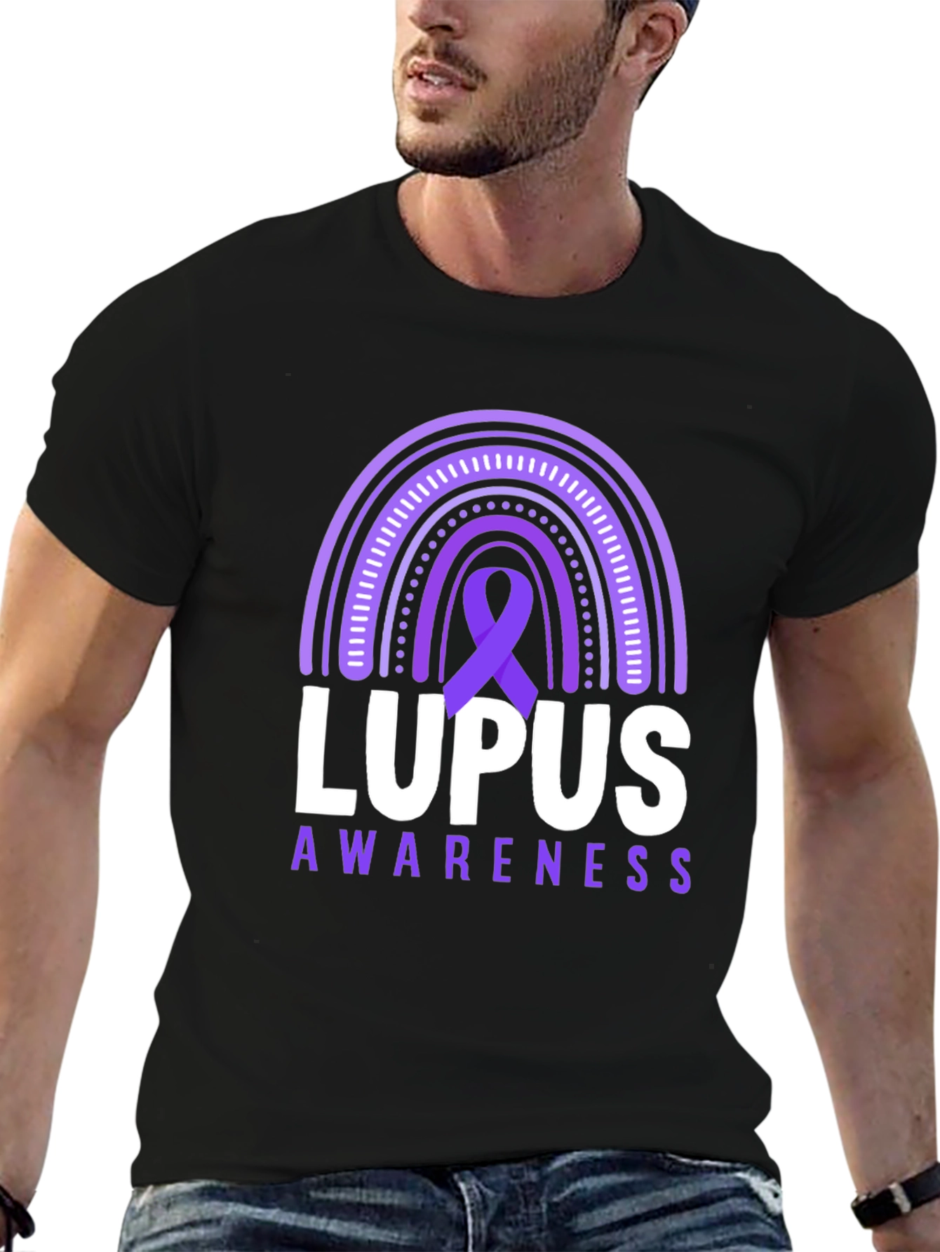 Lupus Awareness T-Shirt Purple Ribbon Rainbow Support
