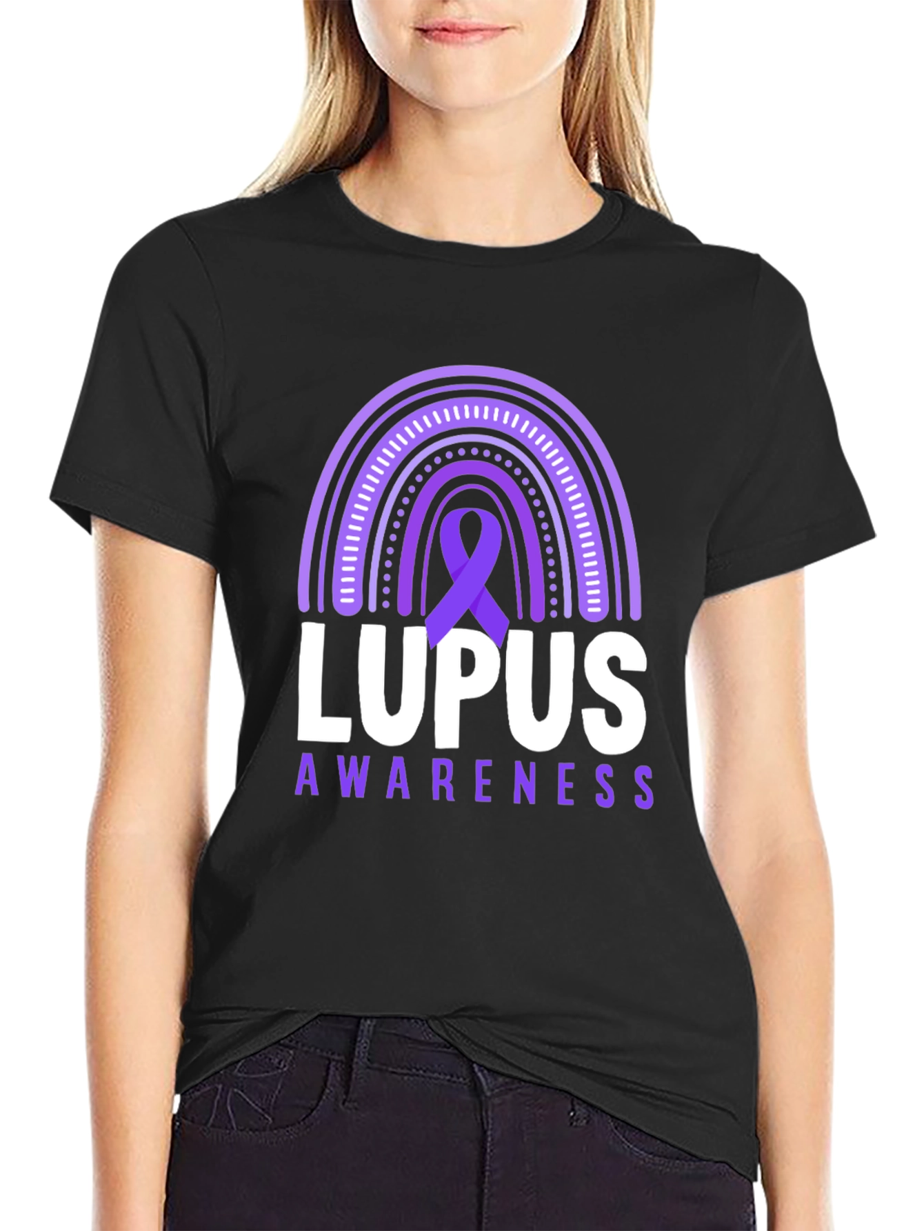 Lupus Awareness T-Shirt Purple Ribbon Rainbow Support