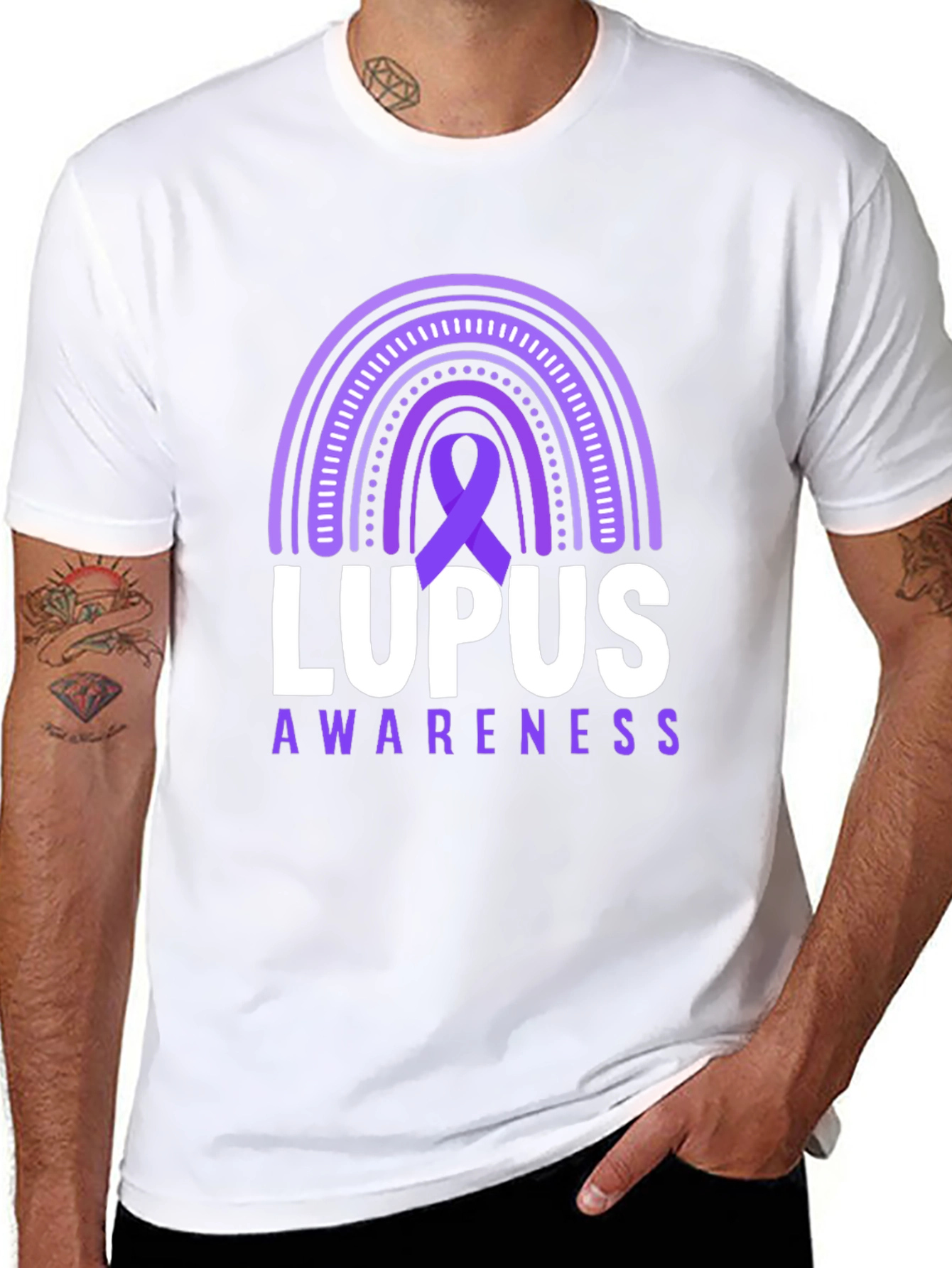 Lupus Awareness T-Shirt Purple Ribbon Rainbow Support