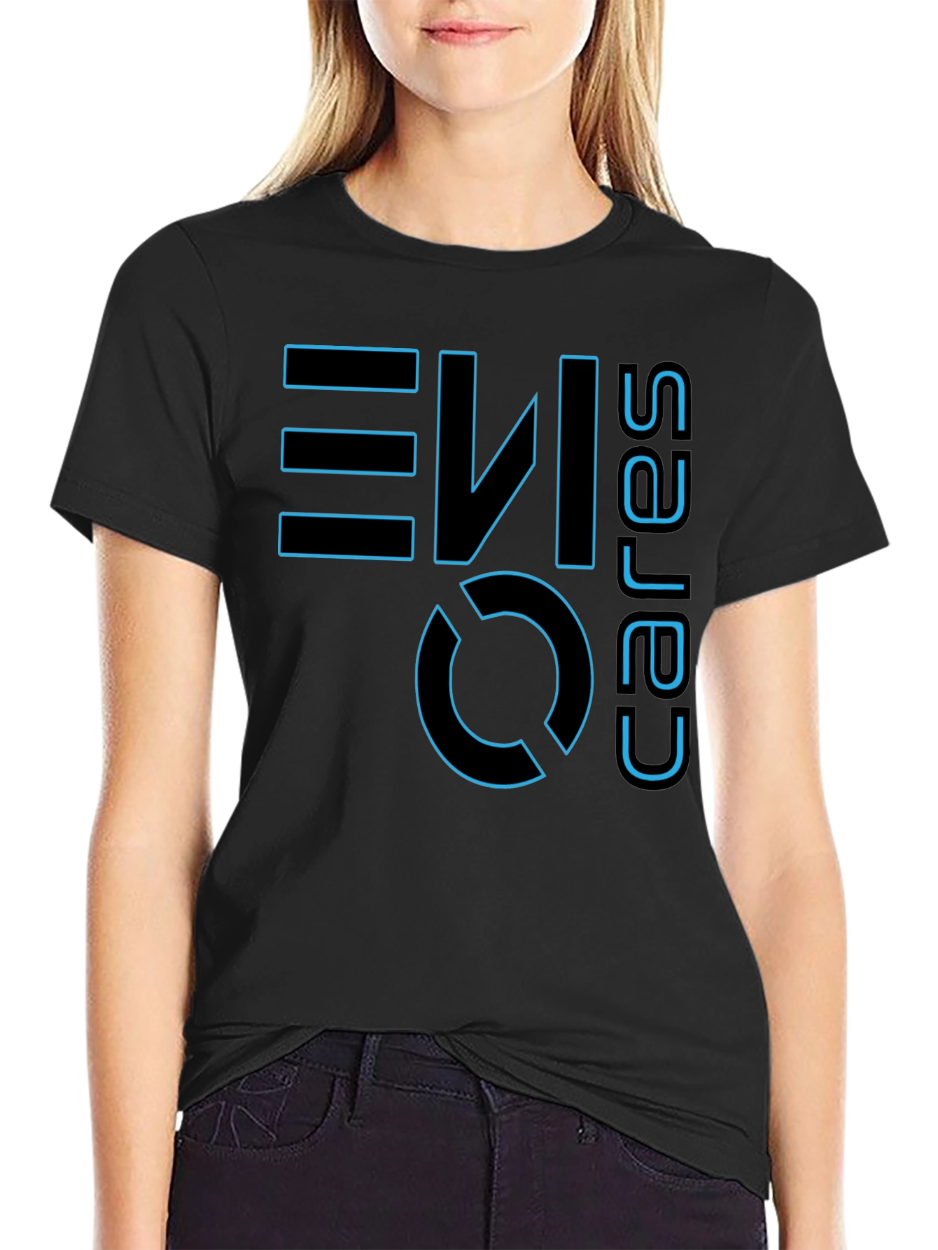Evolve One Cares Graphic Tee - Stylish Black T-Shirt