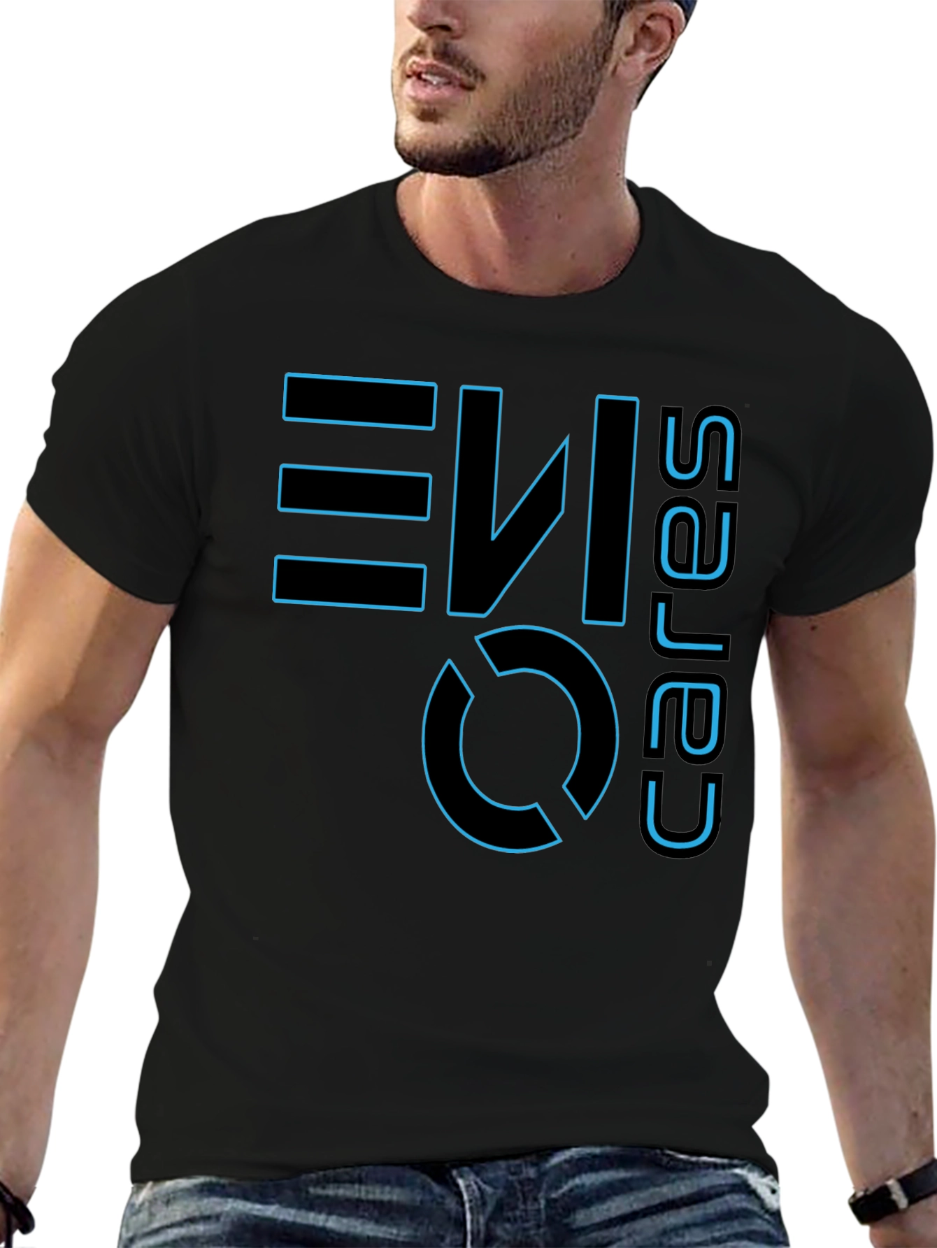 Evolve One Cares Graphic Tee - Stylish Black T-Shirt