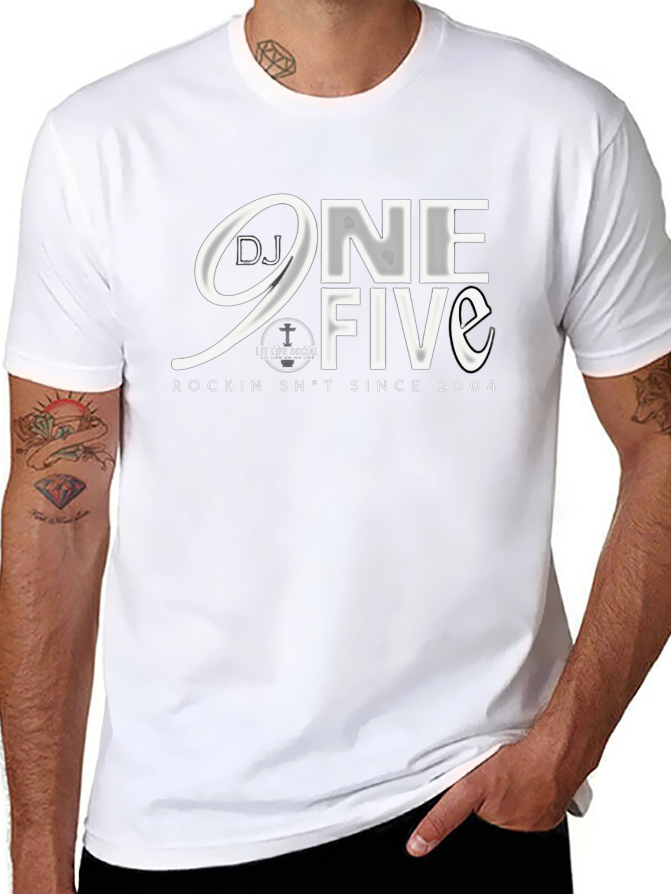 DJ 9ne Five Black Graphic Tee