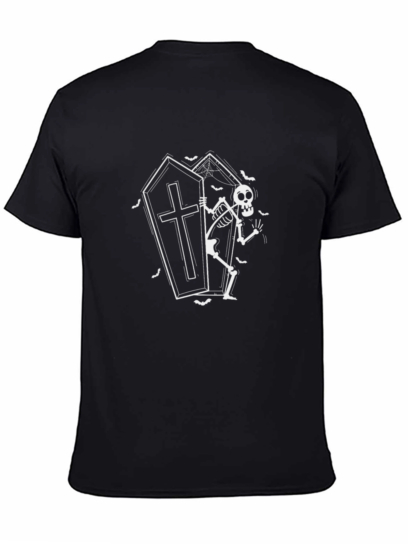 Spooky Skeleton Coffin Graphic Tee - Halloween Ready