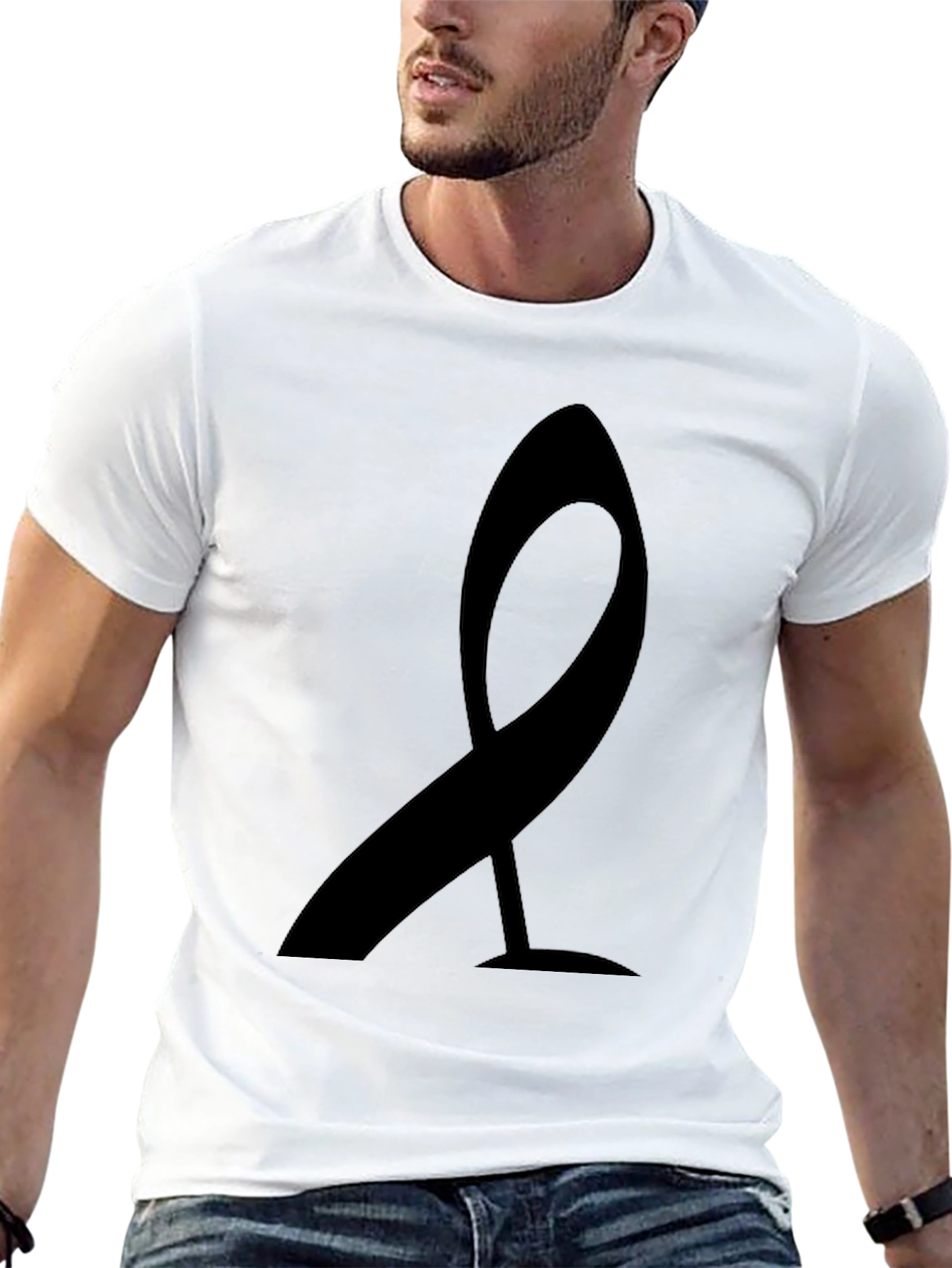 Modern Ribbon Graphic Tee - Black Casual Shirt