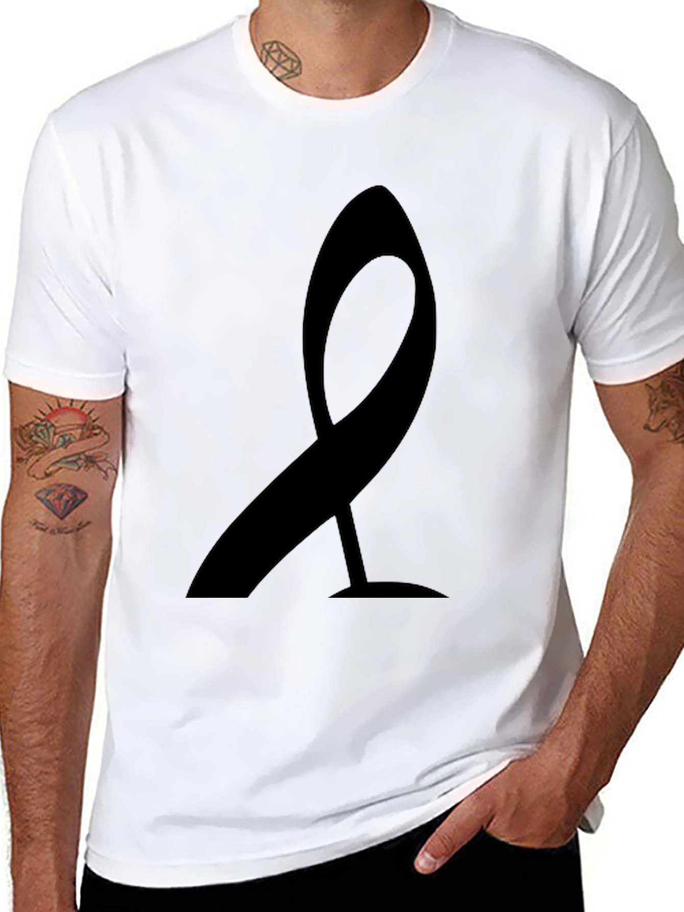 Modern Ribbon Graphic Tee - Black Casual Shirt
